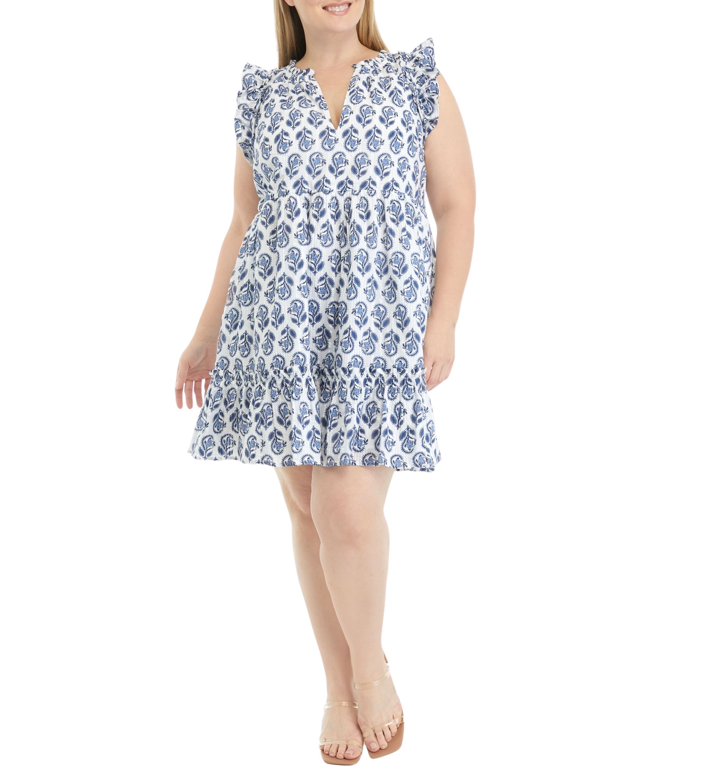 Plus Size Flutter Sleeve Dress