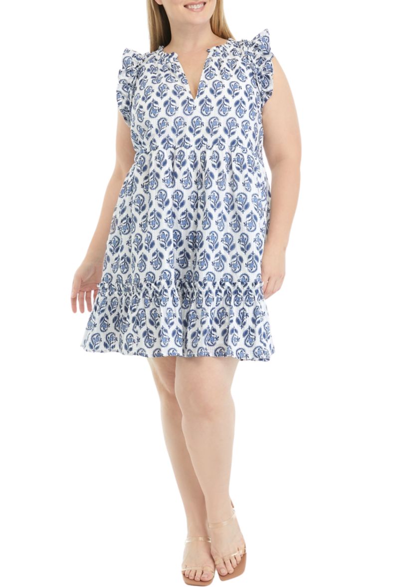 Plus Size Flutter Sleeve Dress
