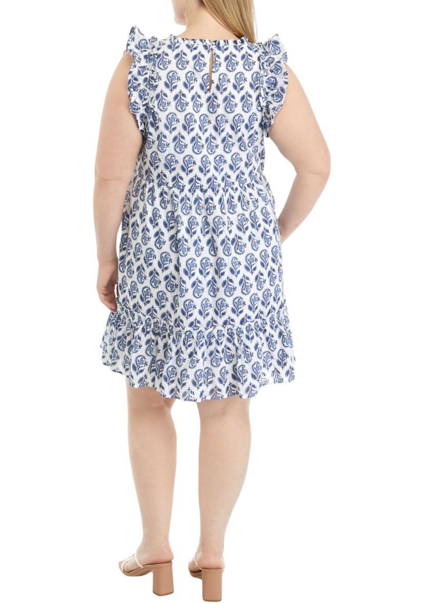 Plus Size Flutter Sleeve Dress