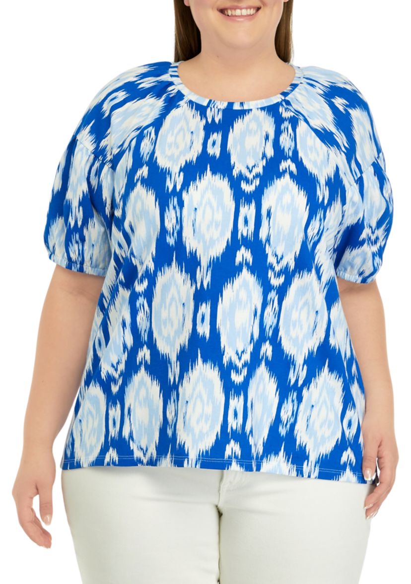 Plus Size Printed Puff Sleeve Top