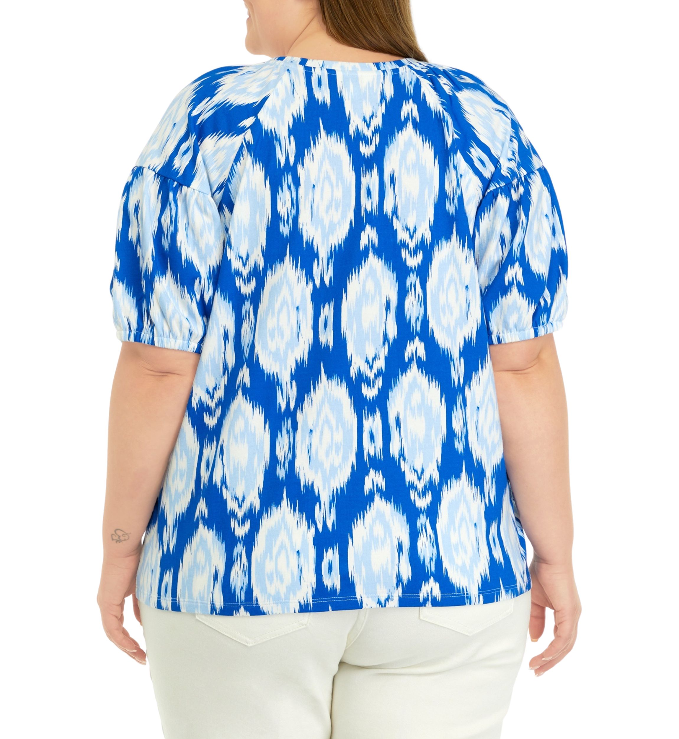 Plus Size Printed Puff Sleeve Top