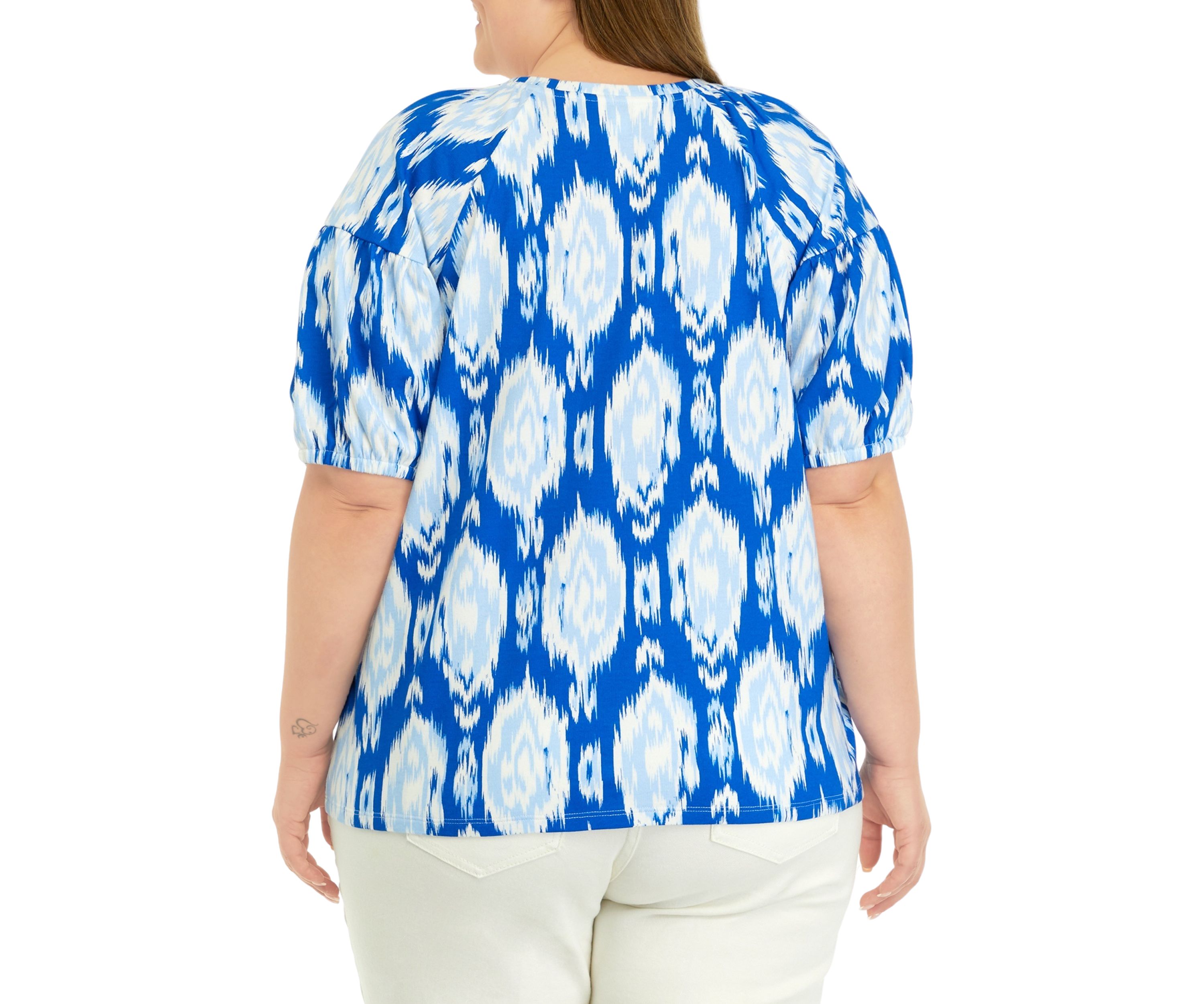 Plus Size Printed Puff Sleeve Top