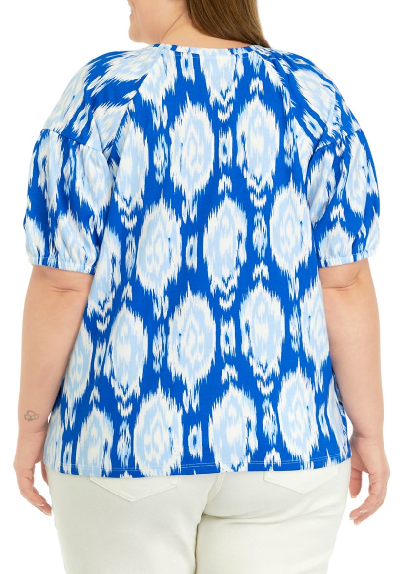 Plus Size Printed Puff Sleeve Top