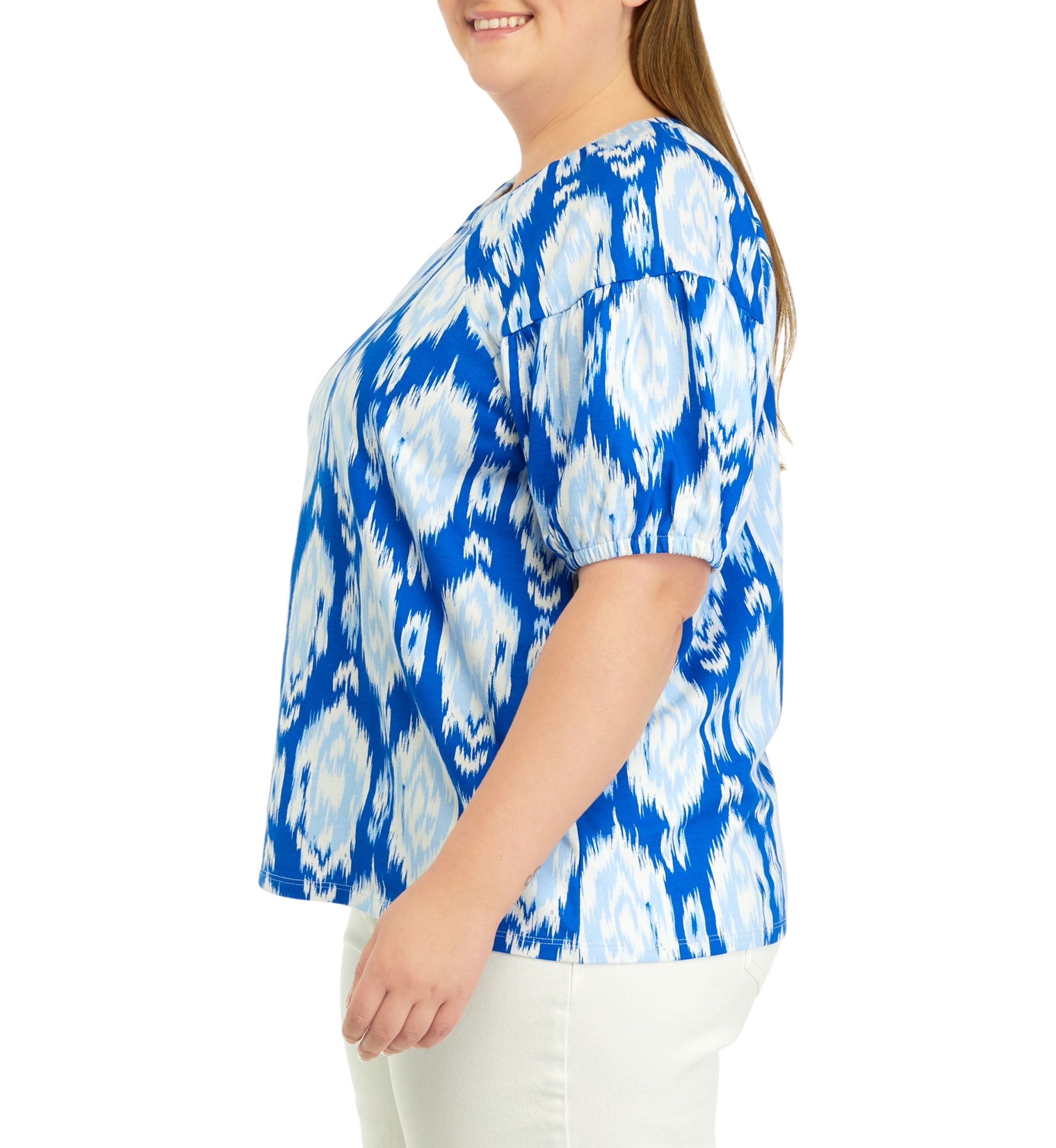 Plus Size Printed Puff Sleeve Top