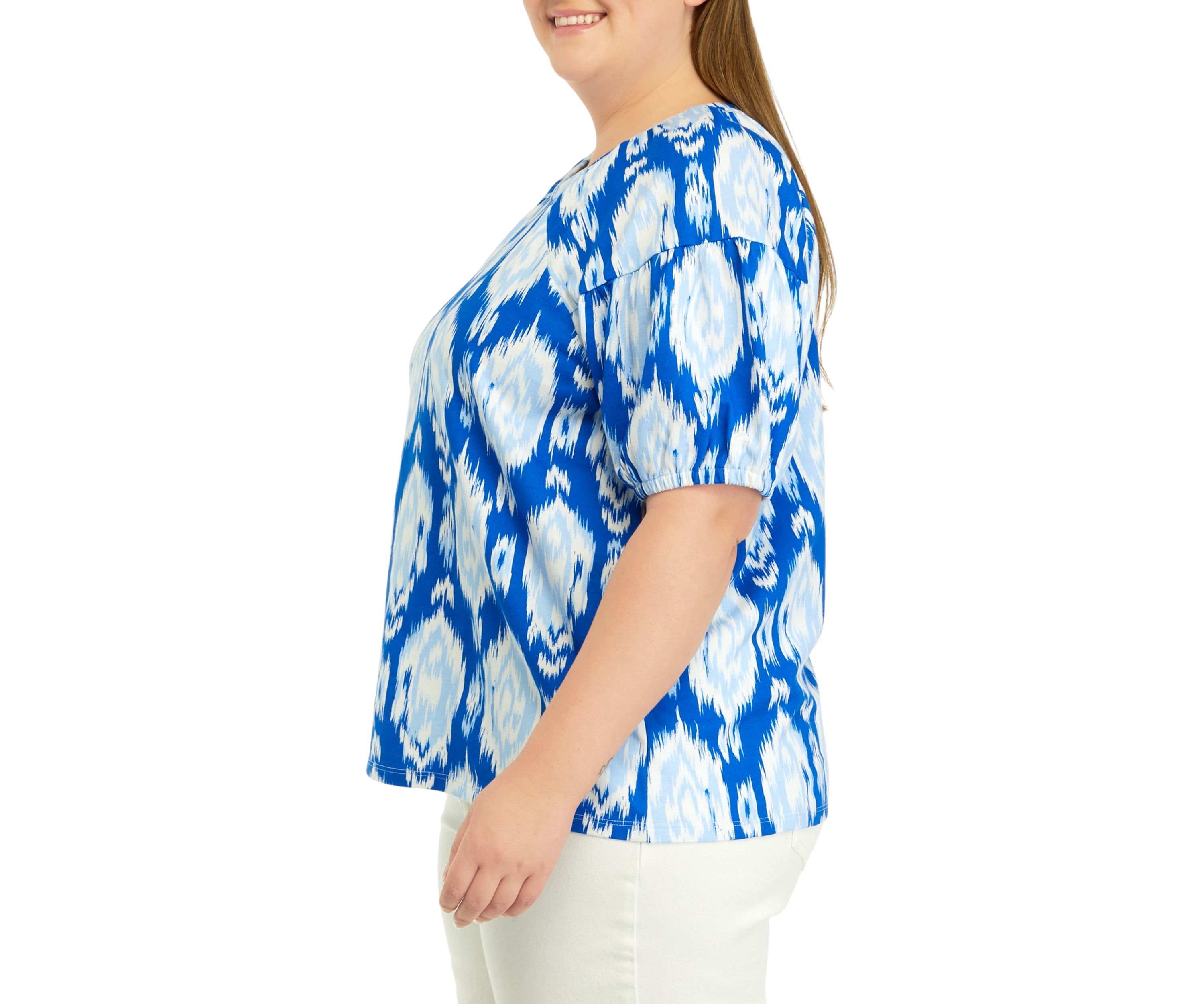 Plus Size Printed Puff Sleeve Top