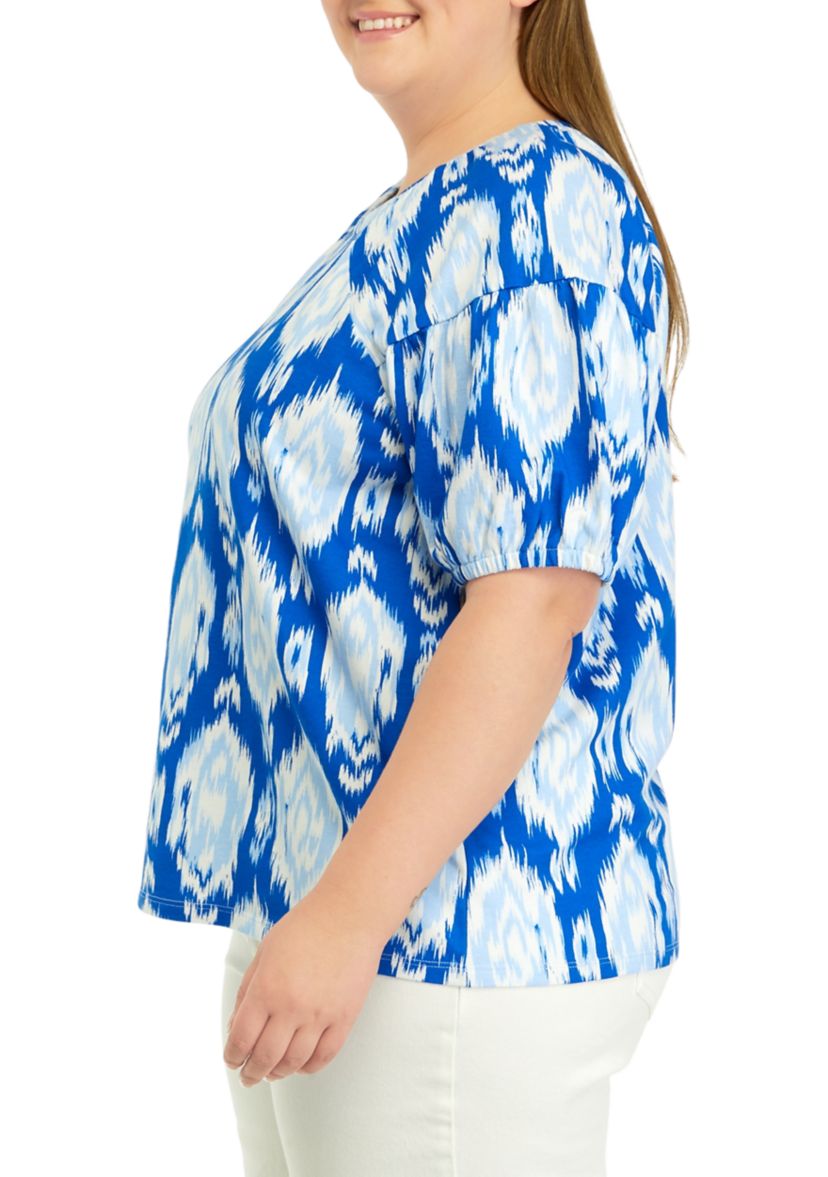 Plus Size Printed Puff Sleeve Top