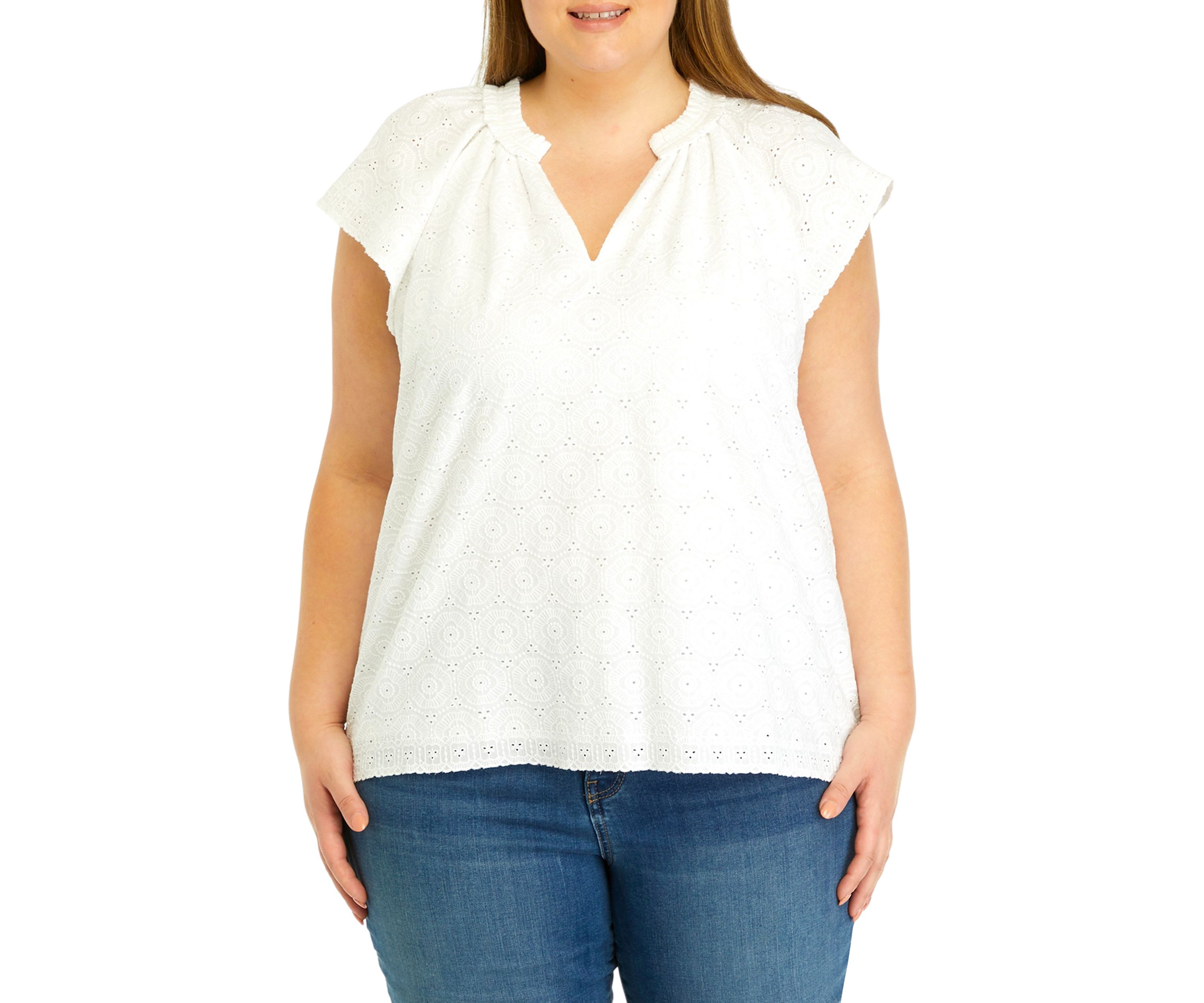 Plus Size Eyelet Top 