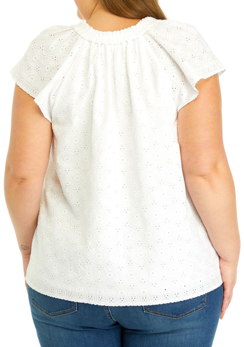 Plus Size Eyelet Top 