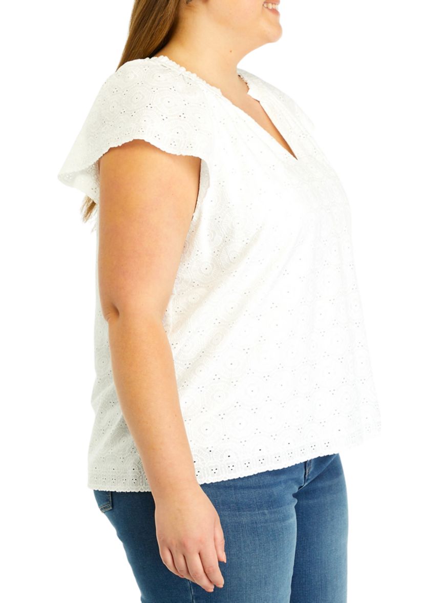 Plus Size Eyelet Top 