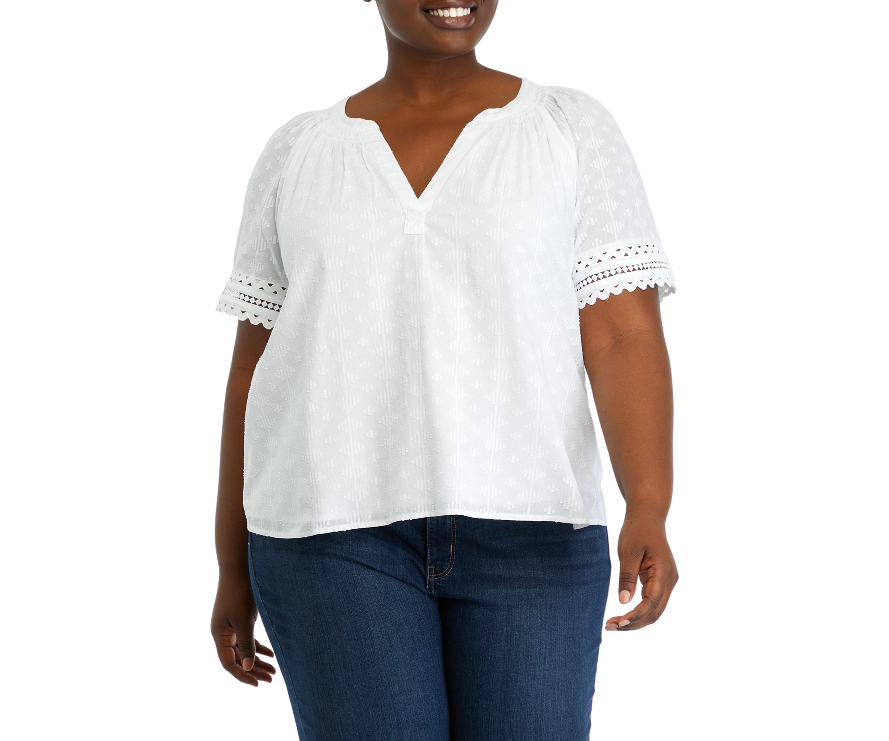 Plus Size Ric Rac Trim Top