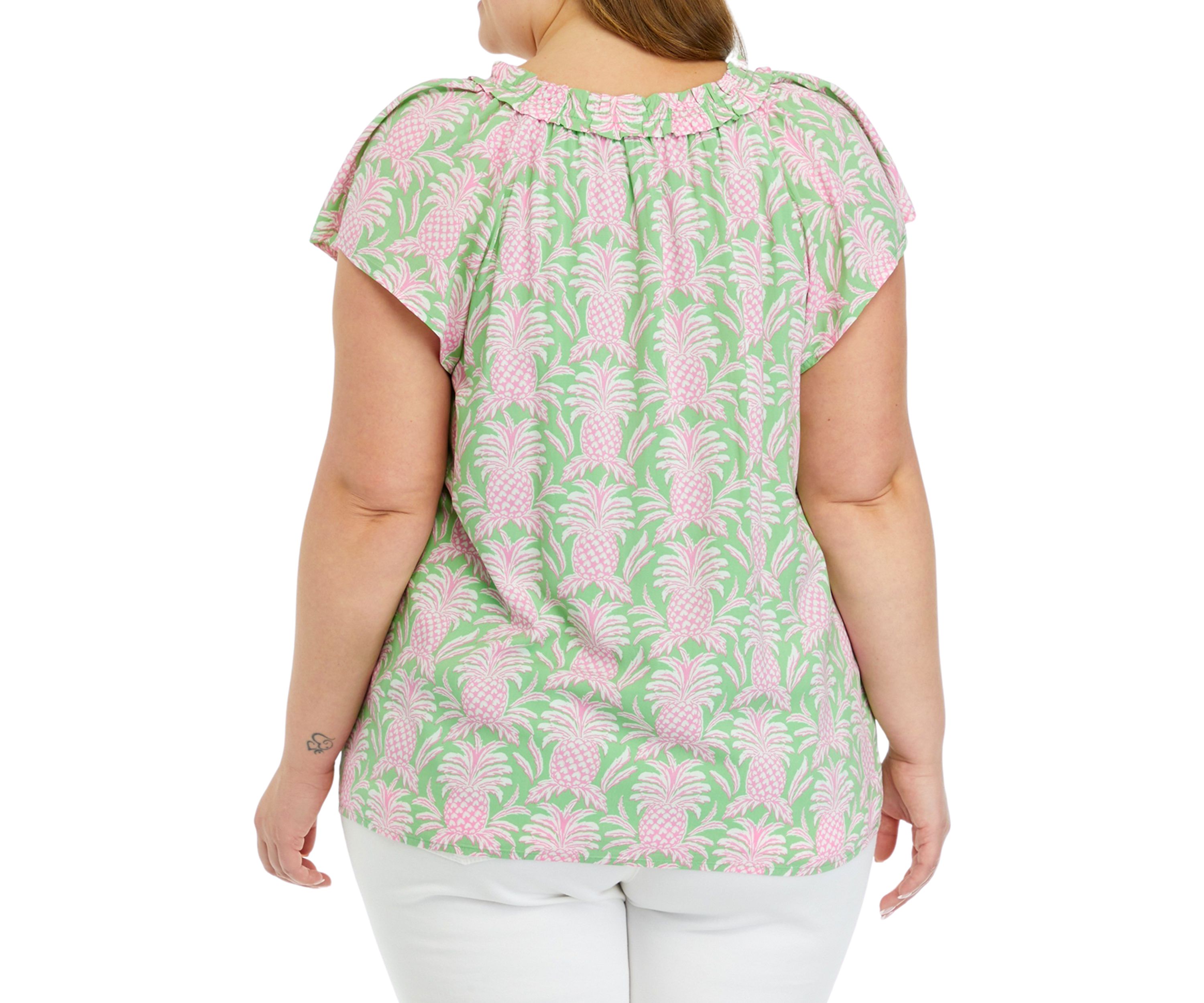 Plus Size Raglan Sleeve Printed Top