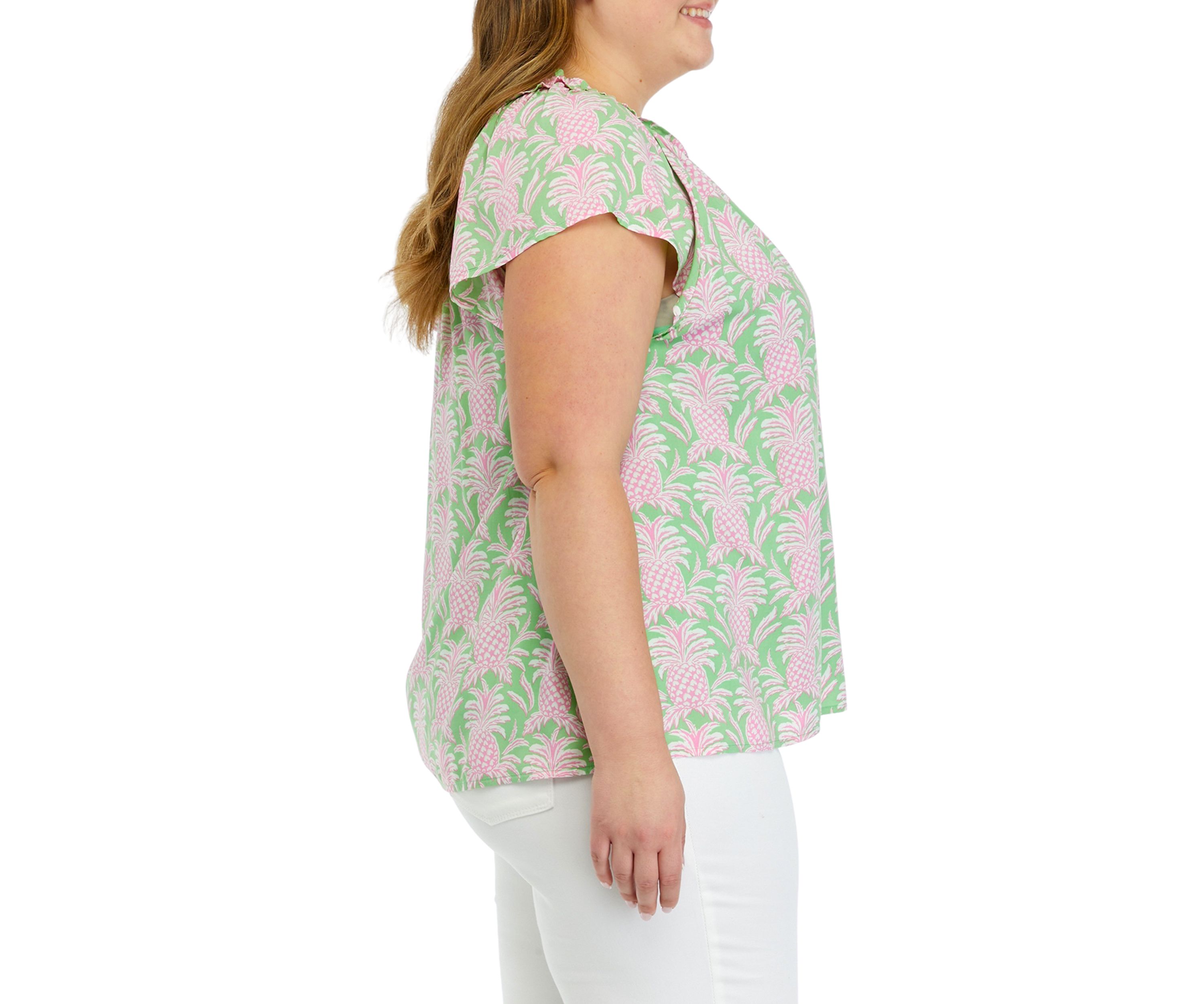 Plus Size Raglan Sleeve Printed Top