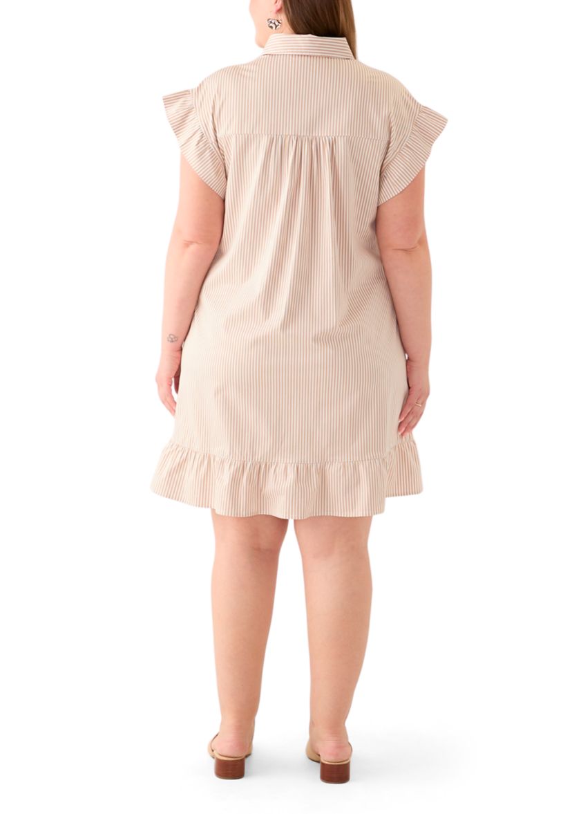 Plus Size Flutter Sleeve Peplum Dress