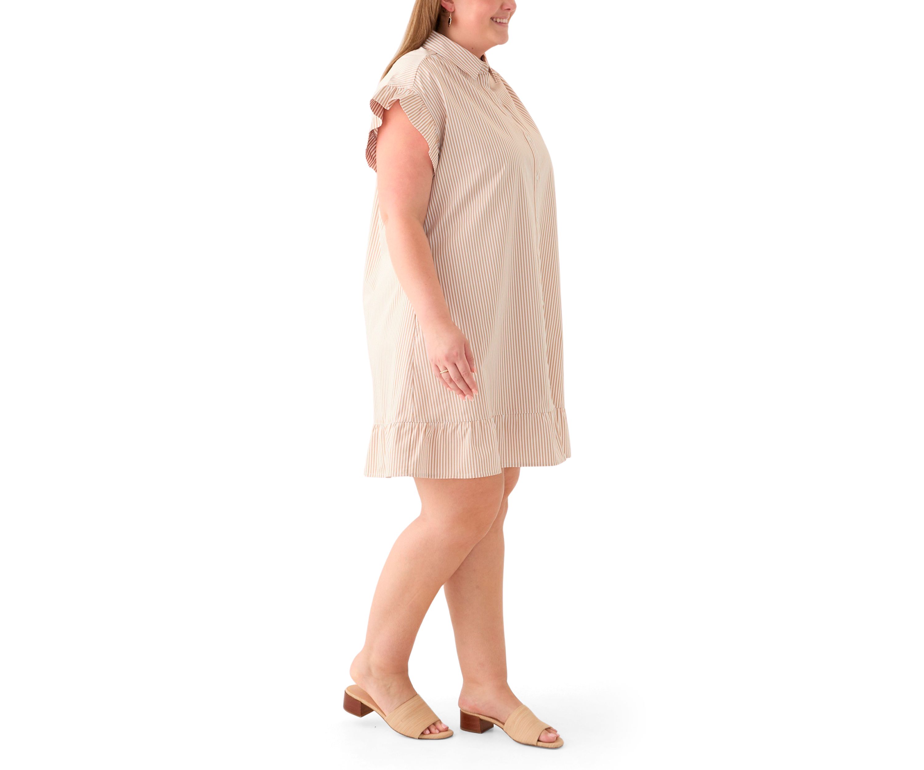 Plus Size Flutter Sleeve Peplum Dress