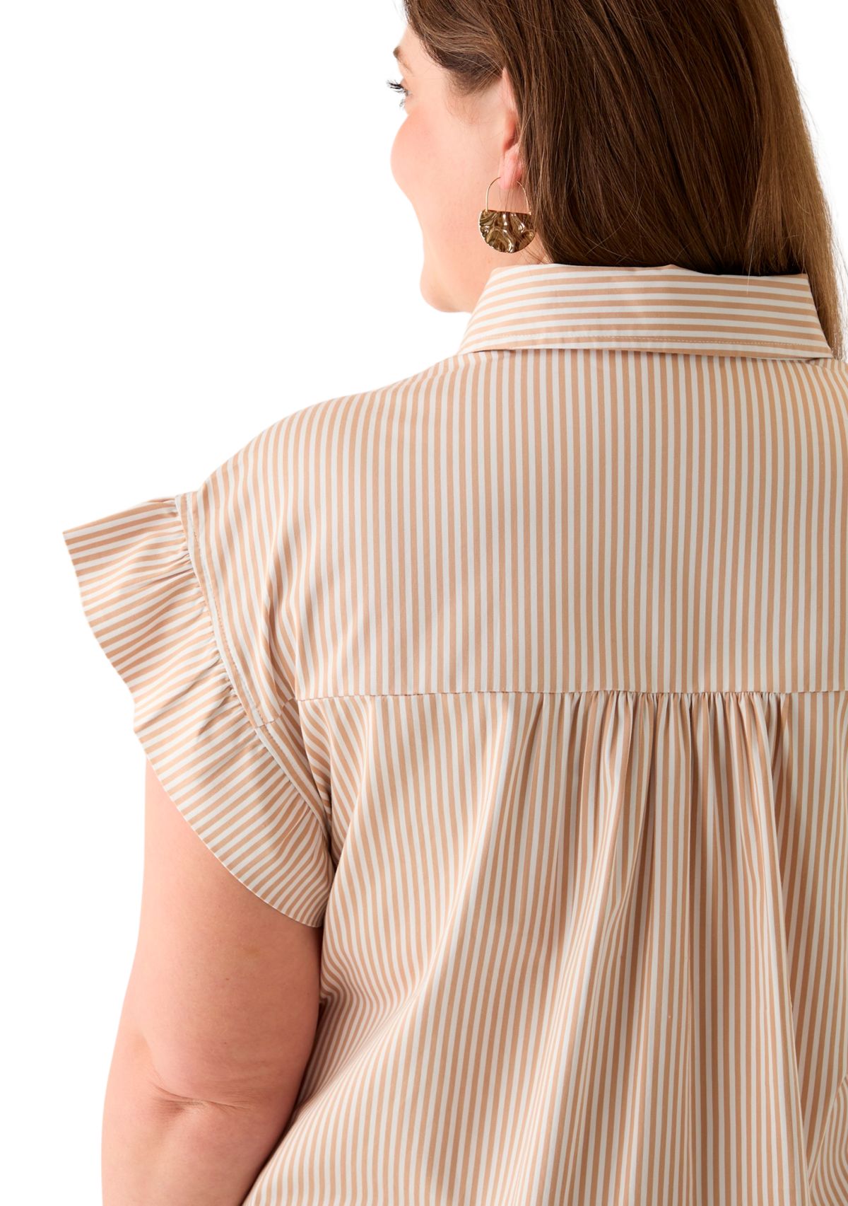 Plus Size Flutter Sleeve Peplum Dress