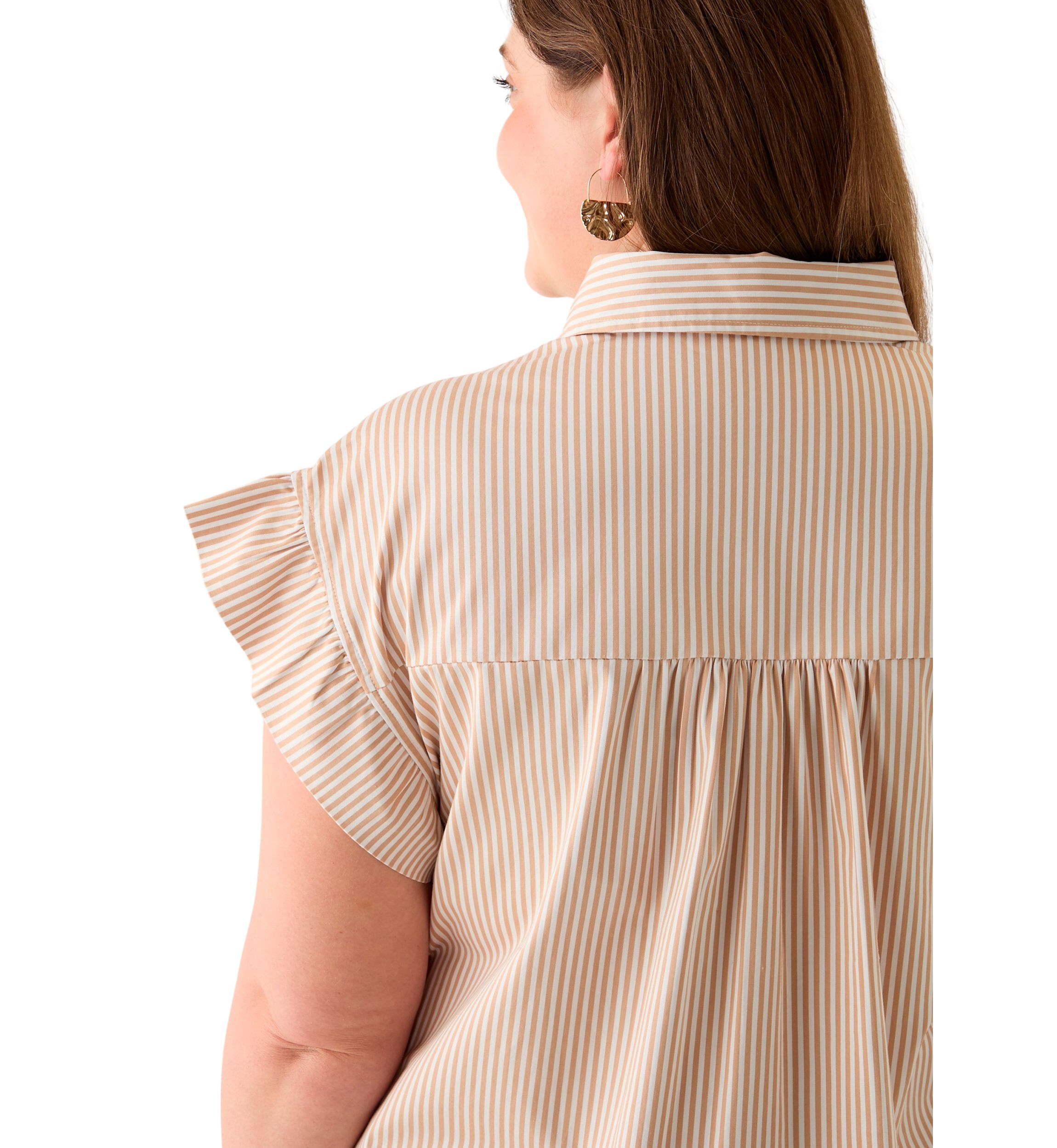Plus Size Flutter Sleeve Peplum Dress