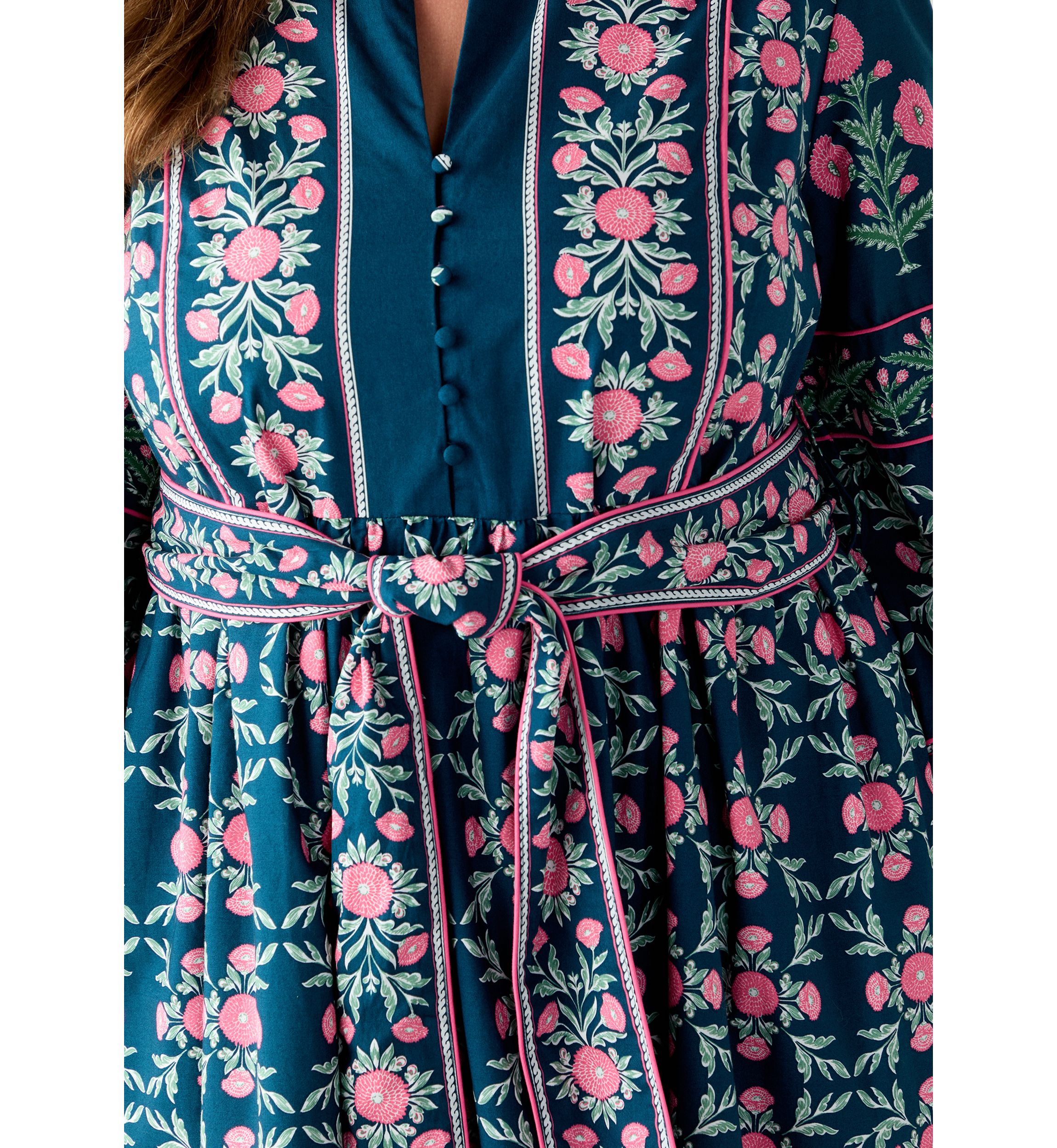Plus Size  Puff Sleeve Printed Midi Dress 