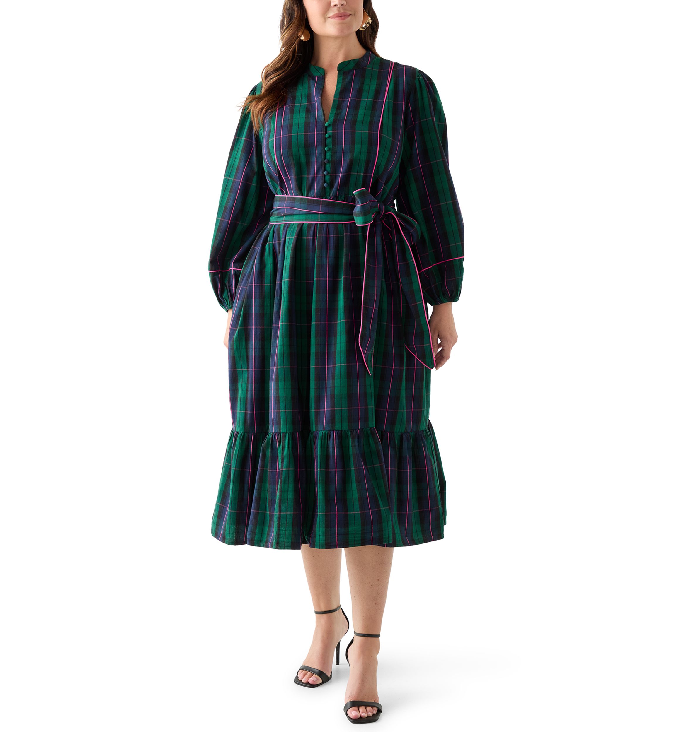 Plus Size Midi Split Neck Dress