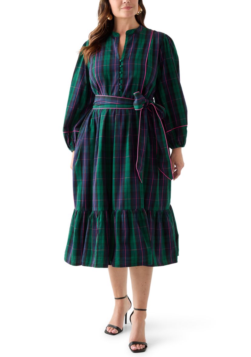 Plus Size Midi Split Neck Dress