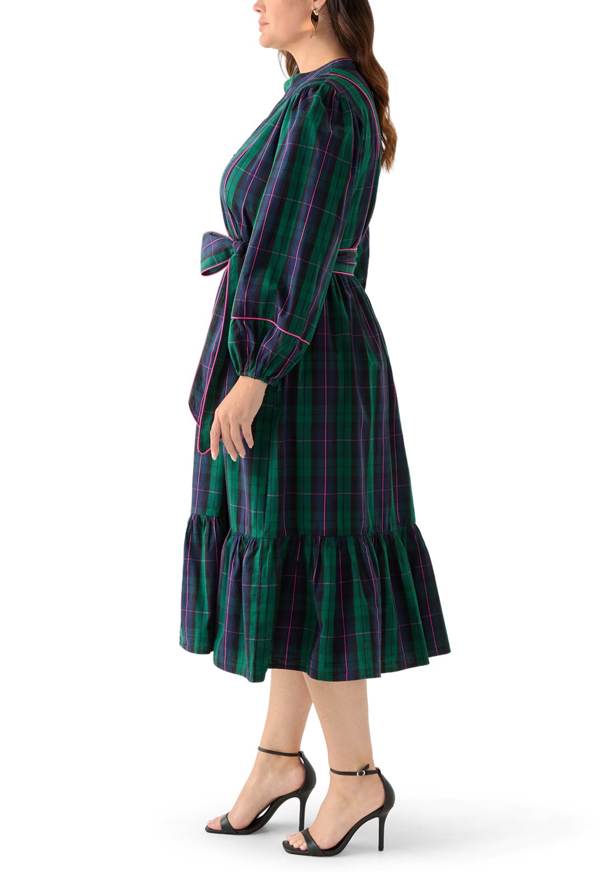Plus Size Midi Split Neck Dress