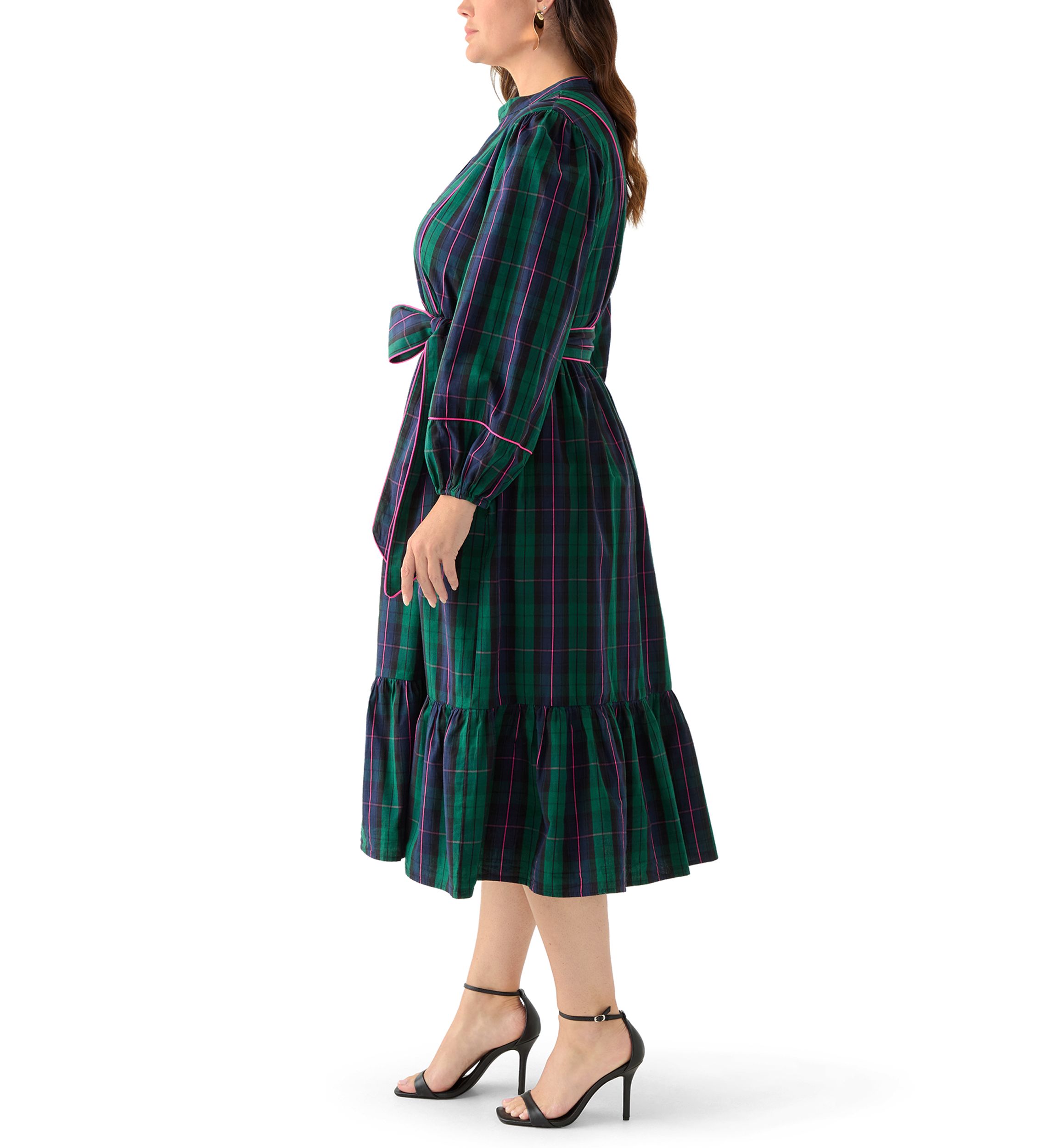 Plus Size Midi Split Neck Dress