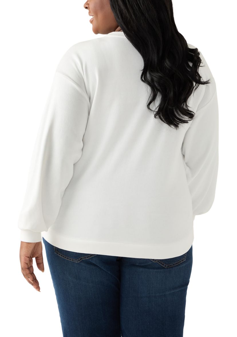 Plus Size Long Sleeve Embroidered Sweatshirt