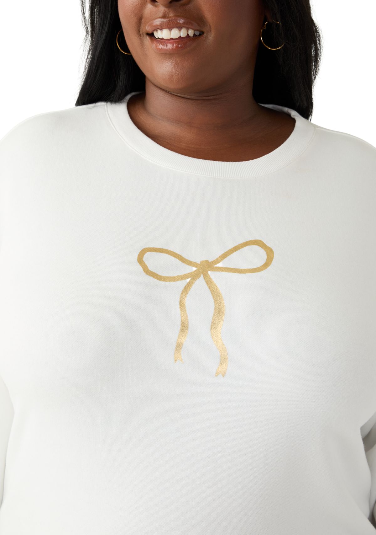 Plus Size Long Sleeve Embroidered Sweatshirt