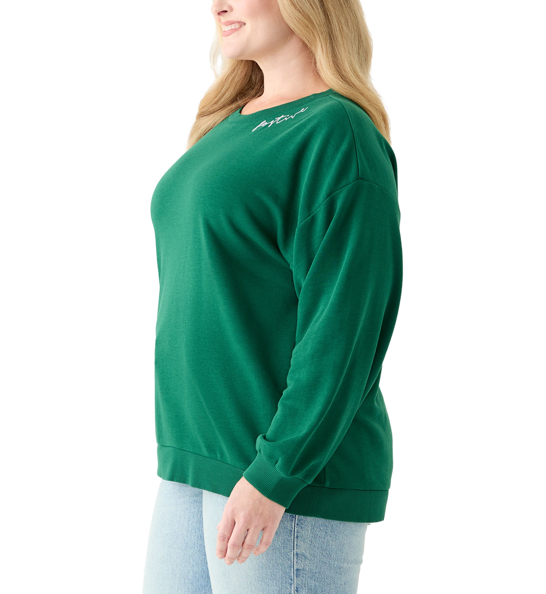 Plus Size Long Sleeve Embroidered Sweatshirt