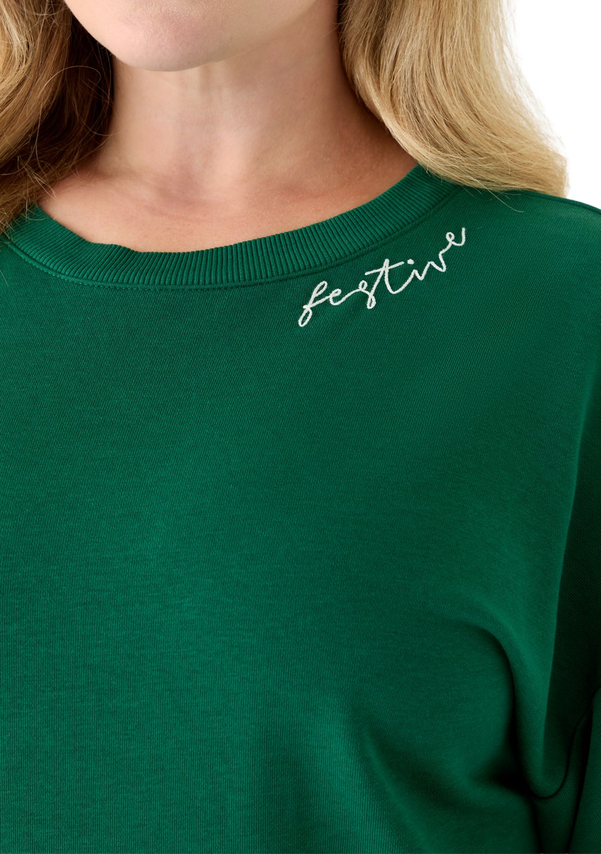 Plus Size Long Sleeve Embroidered Sweatshirt