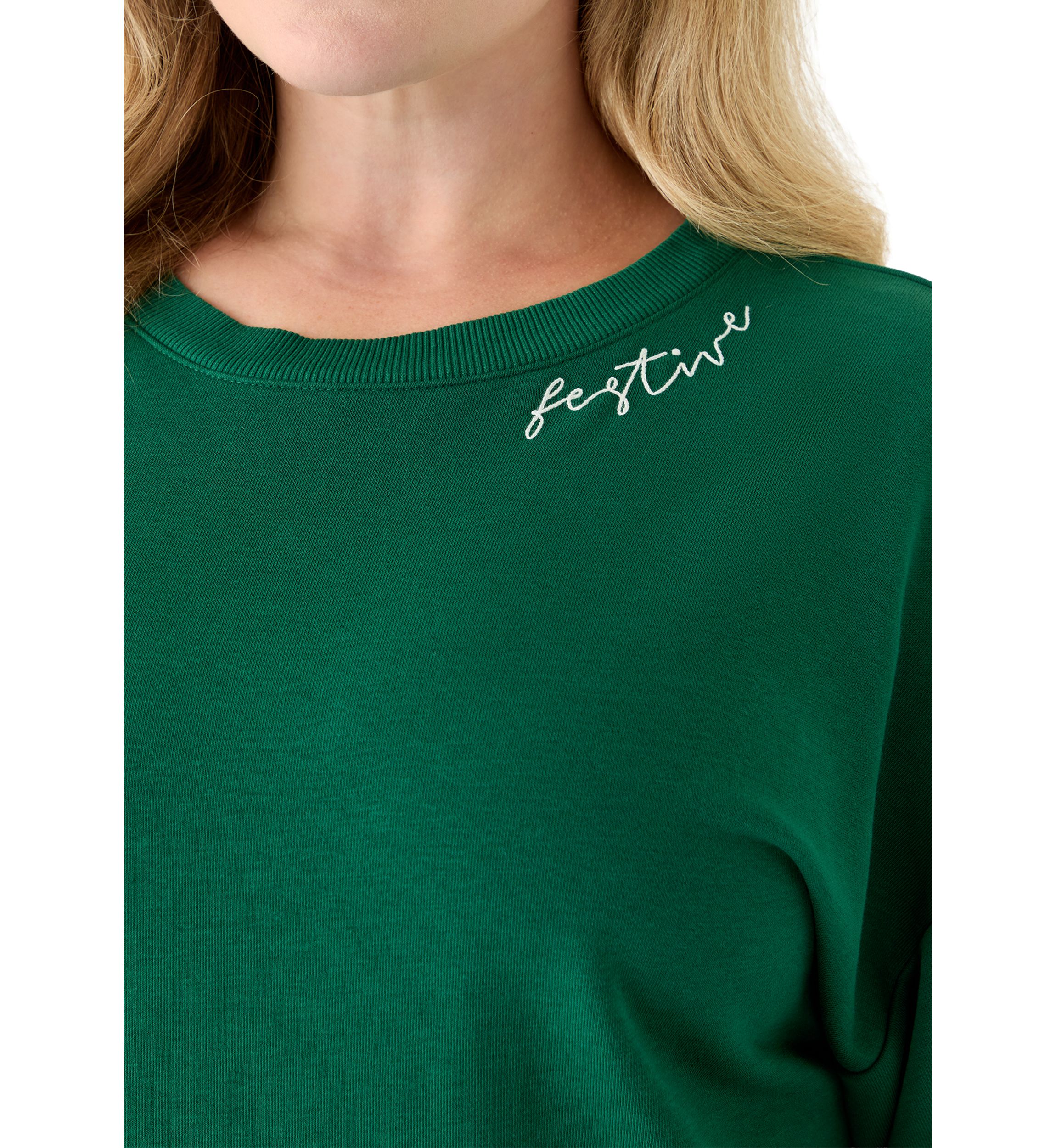 Plus Size Long Sleeve Embroidered Sweatshirt