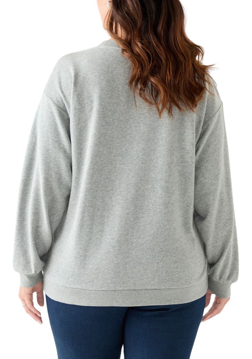 Plus Size Long Sleeve Embellished Sweatshirt