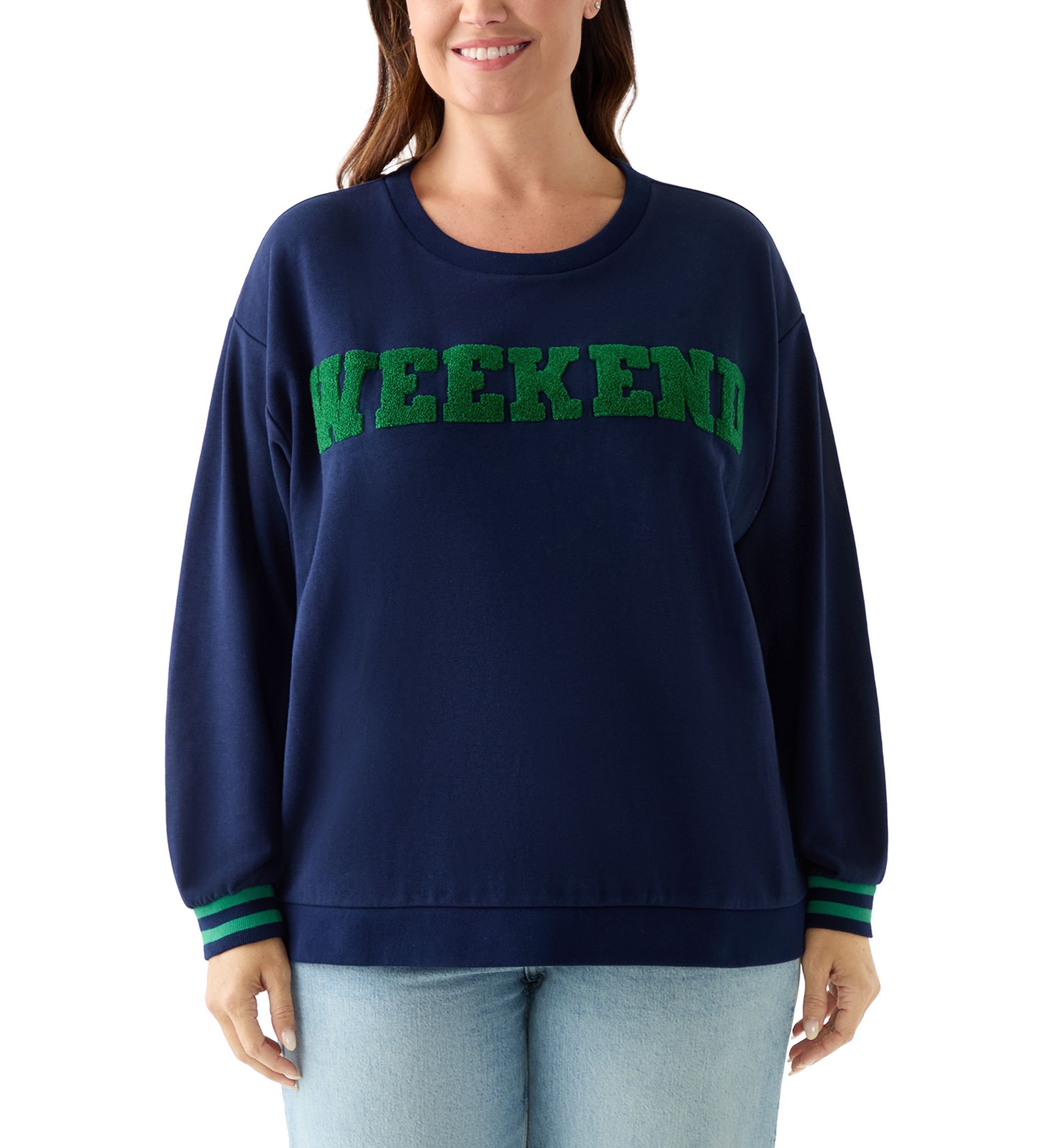 Plus Size Long Sleeve Patch Sweeper Sweatshirt