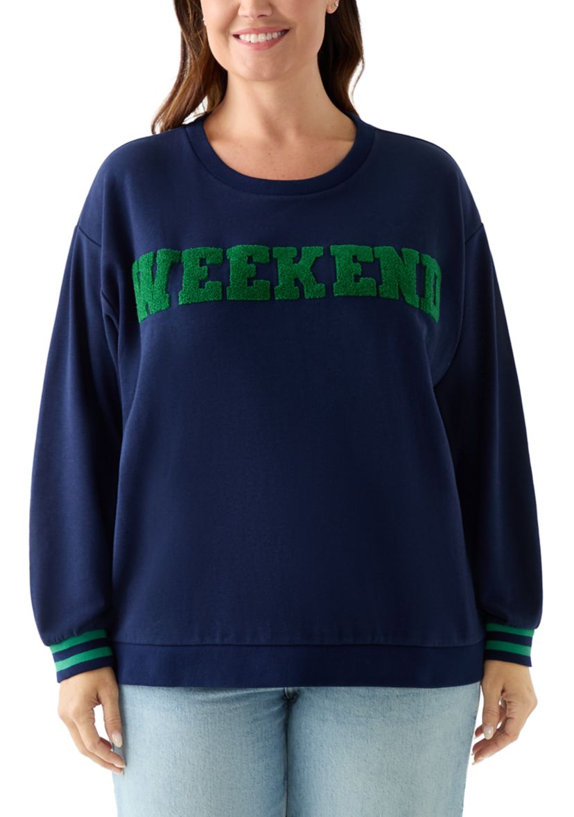 Plus Size Long Sleeve Patch Sweeper Sweatshirt