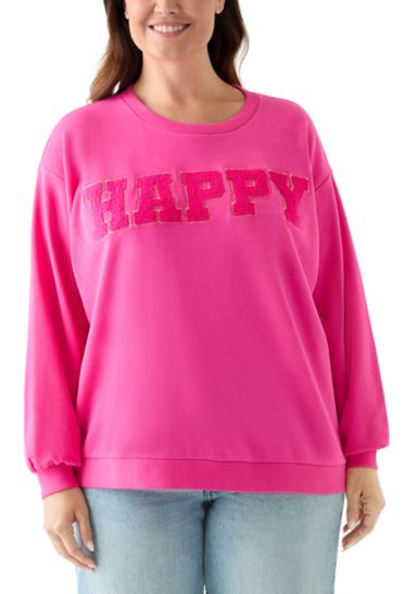 Plus Size Long Sleeve Patch Sweeper Sweatshirt