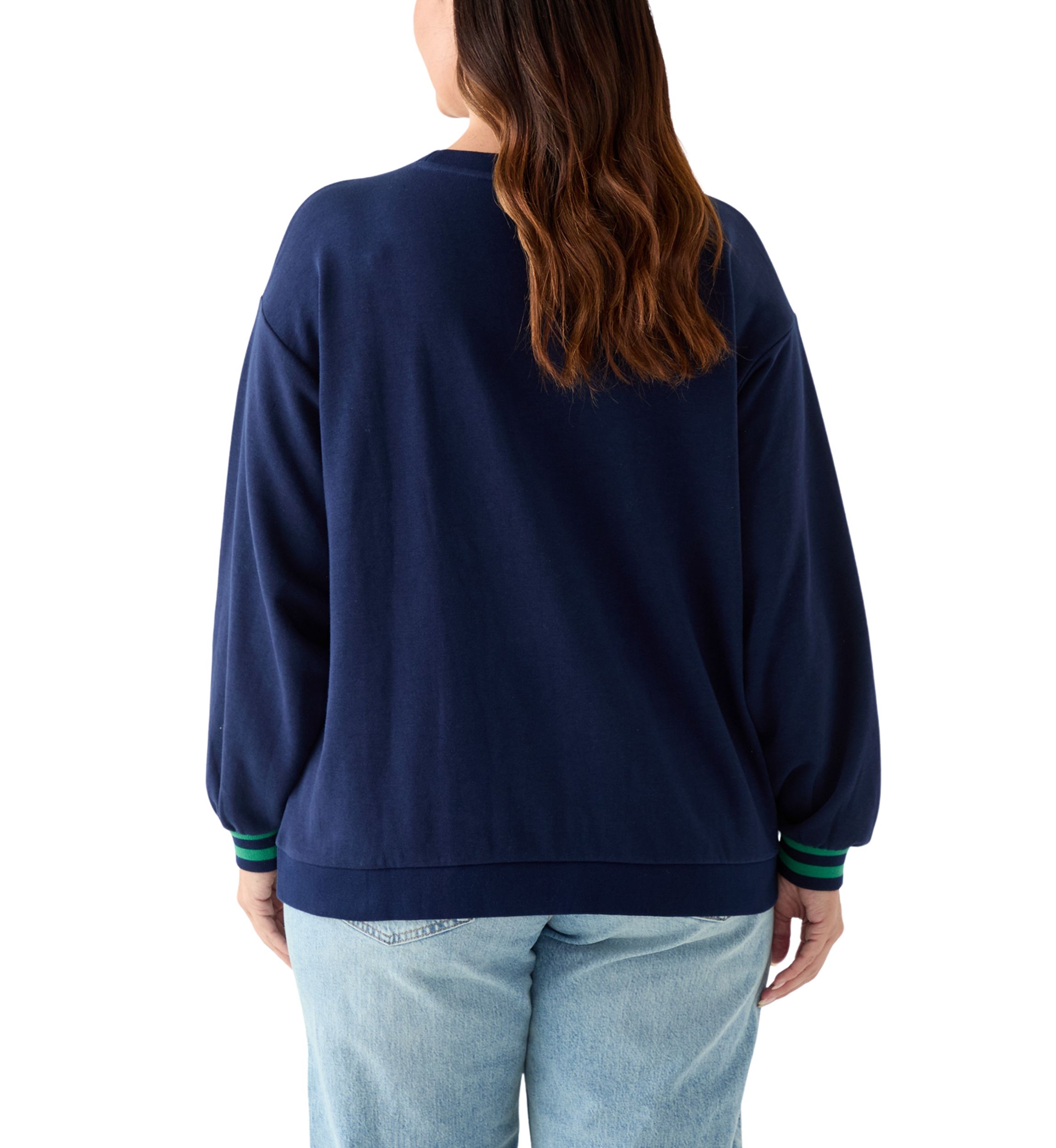 Plus Size Long Sleeve Patch Sweeper Sweatshirt
