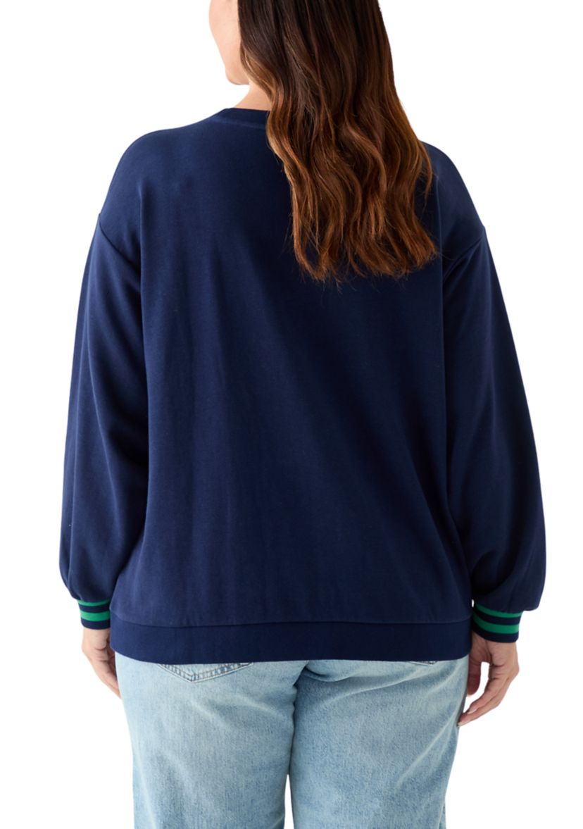 Plus Size Long Sleeve Patch Sweeper Sweatshirt