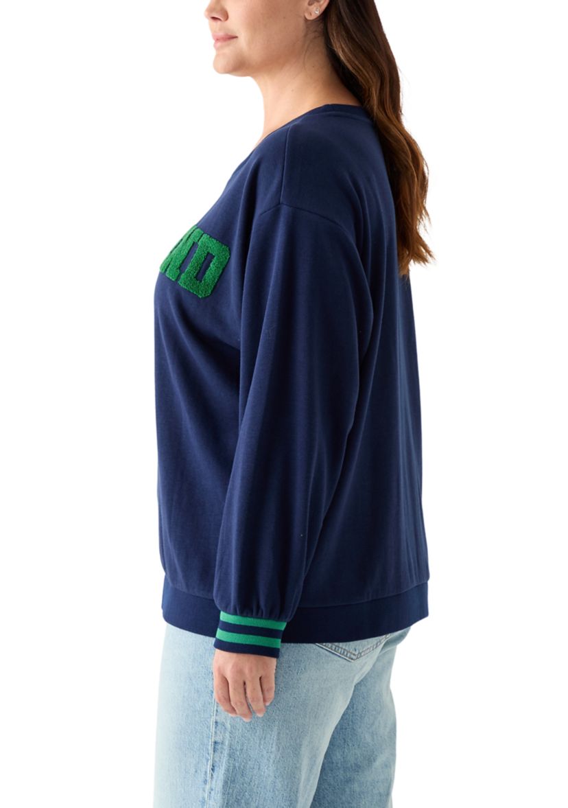 Plus Size Long Sleeve Patch Sweeper Sweatshirt