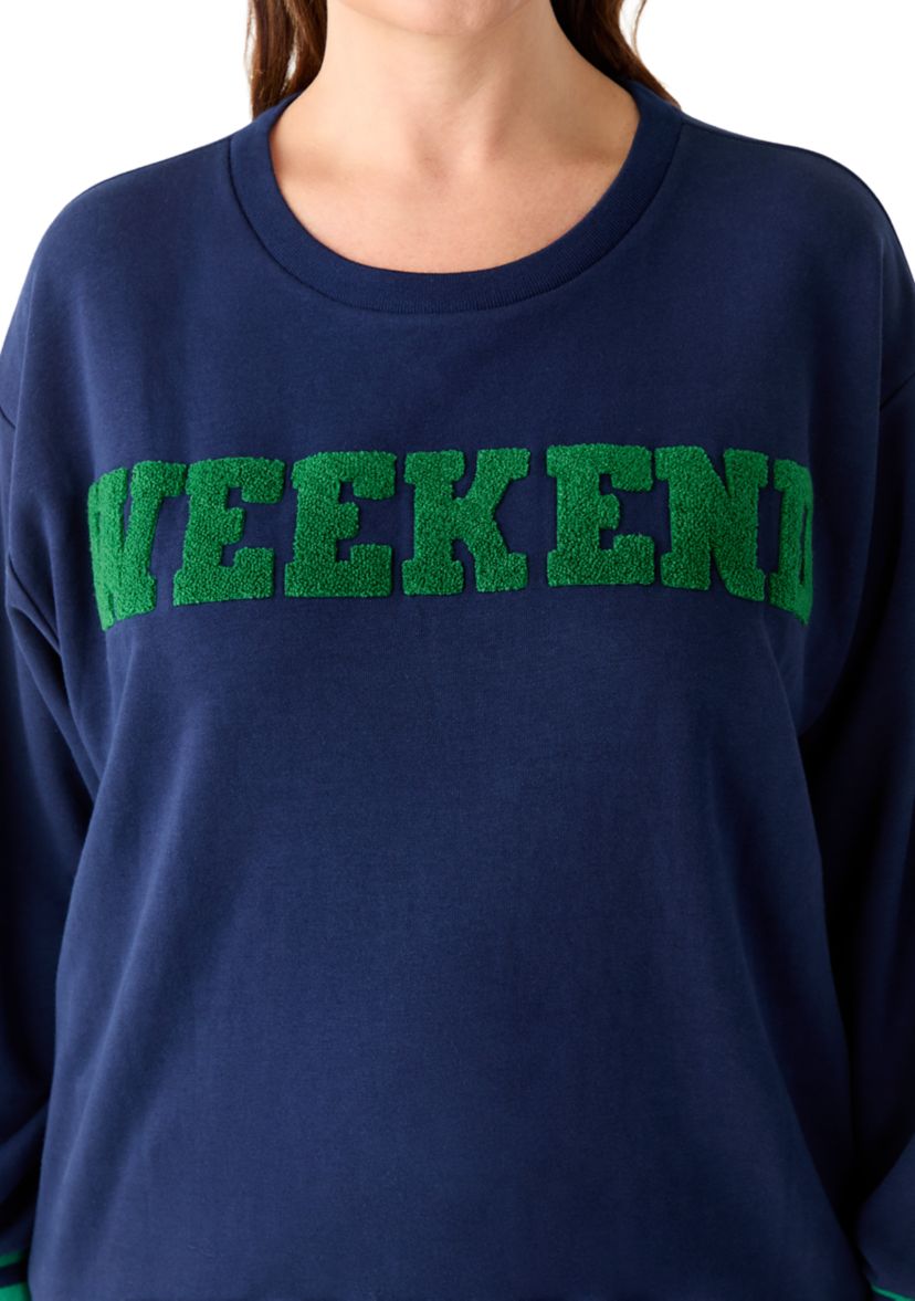 Plus Size Long Sleeve Patch Sweeper Sweatshirt