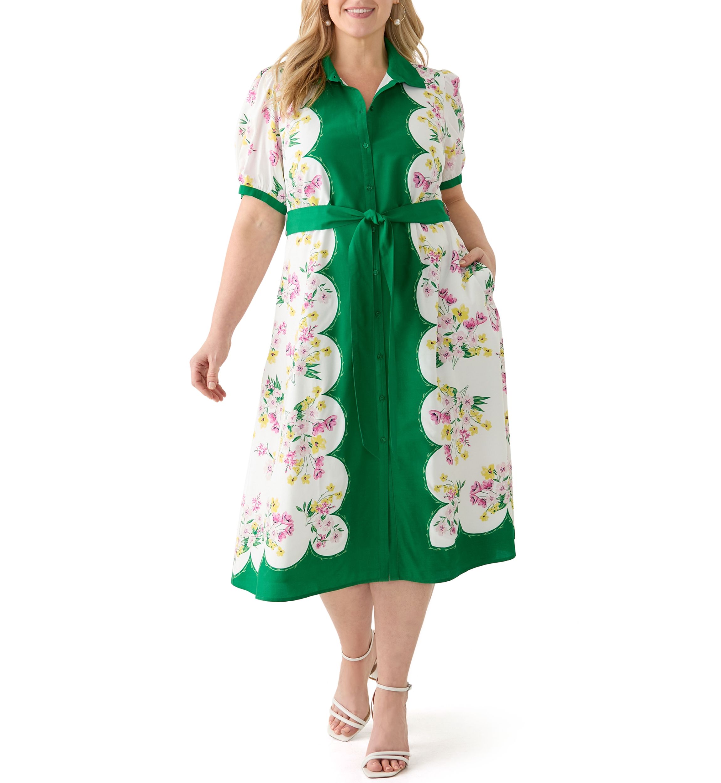 Plus Size Short Sleeve Belted Shirtdress