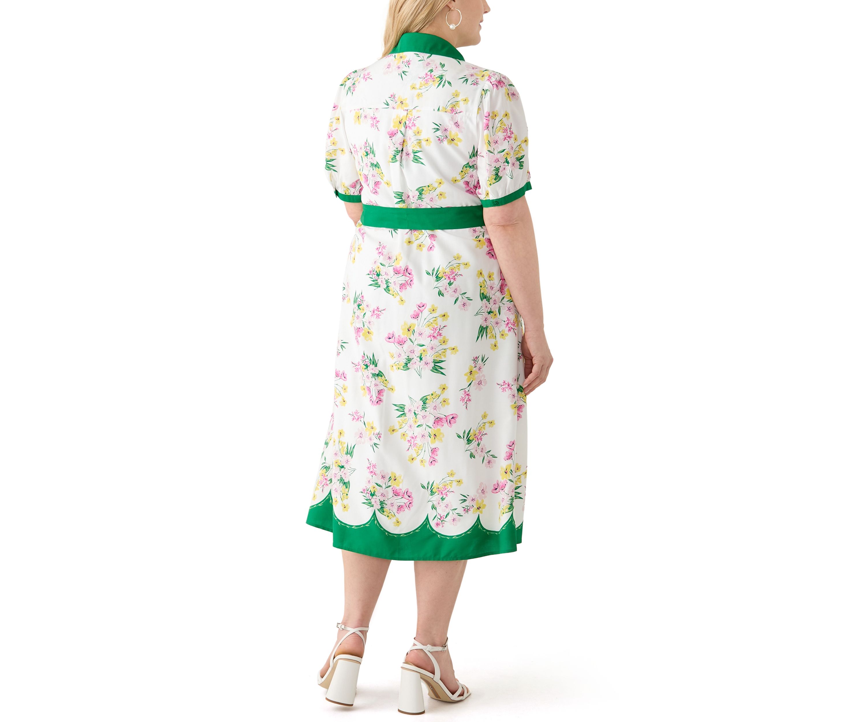 Plus Size Short Sleeve Belted Shirtdress