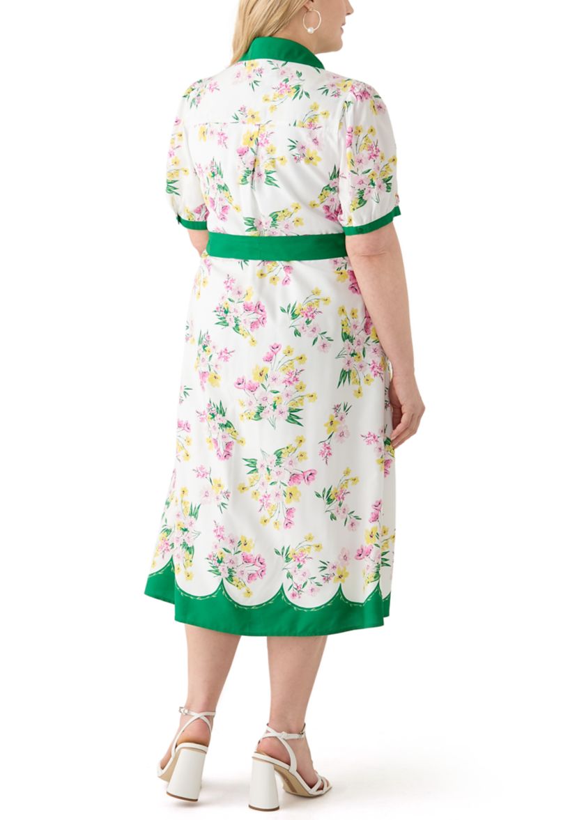 Plus Size Short Sleeve Belted Shirtdress