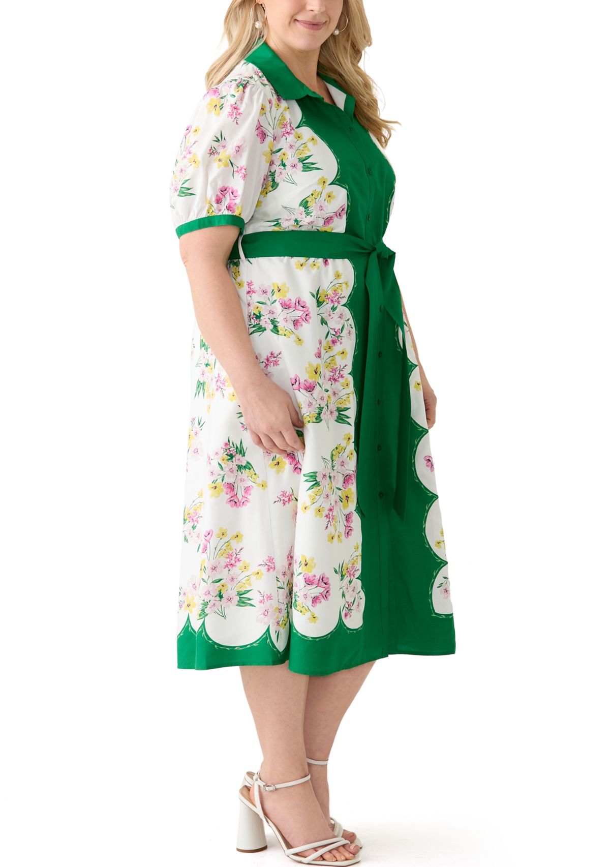 Plus Size Short Sleeve Belted Shirtdress