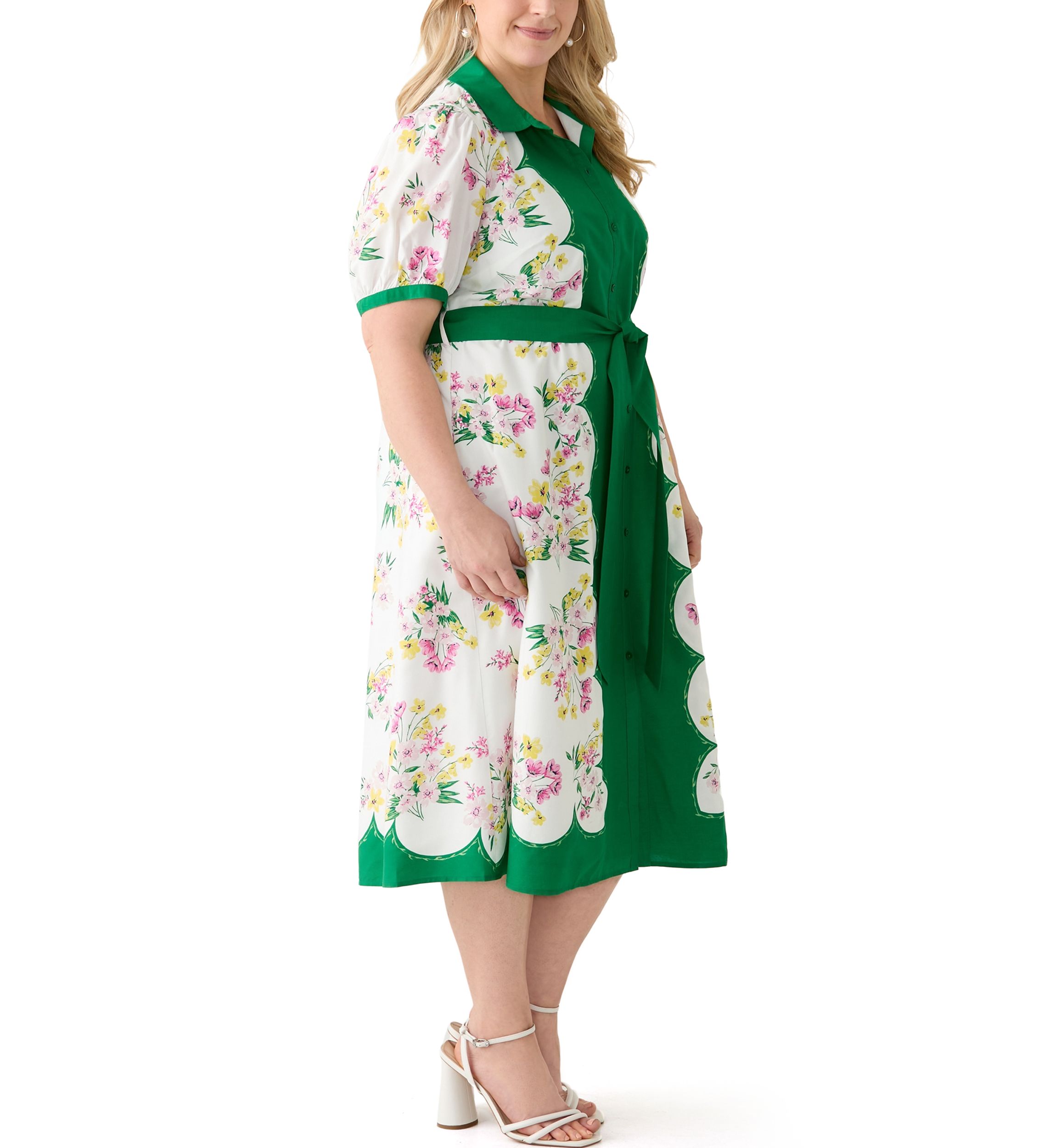 Plus Size Short Sleeve Belted Shirtdress