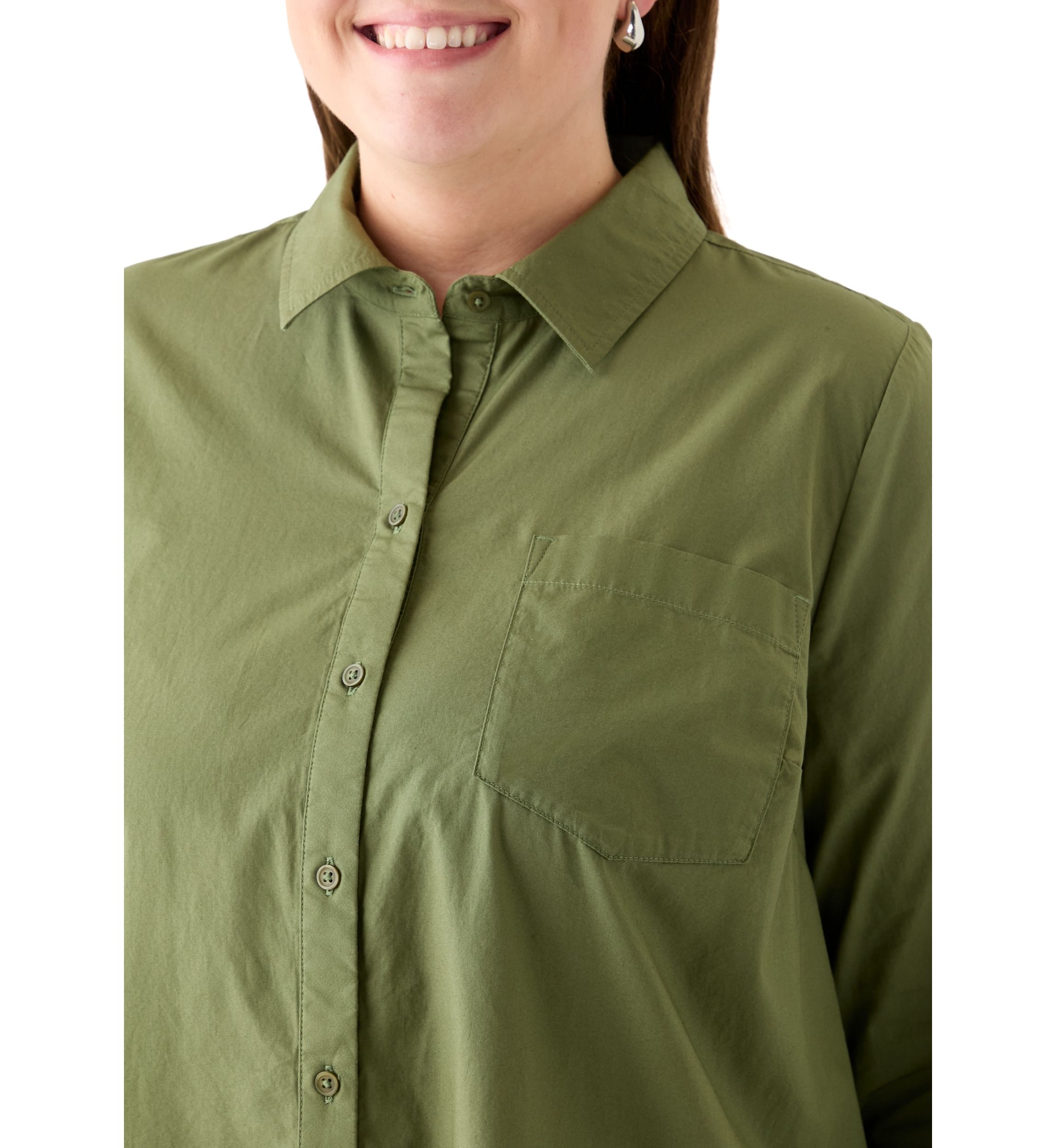 Plus Size Long Sleeve Collared Flounce Shirt Dress