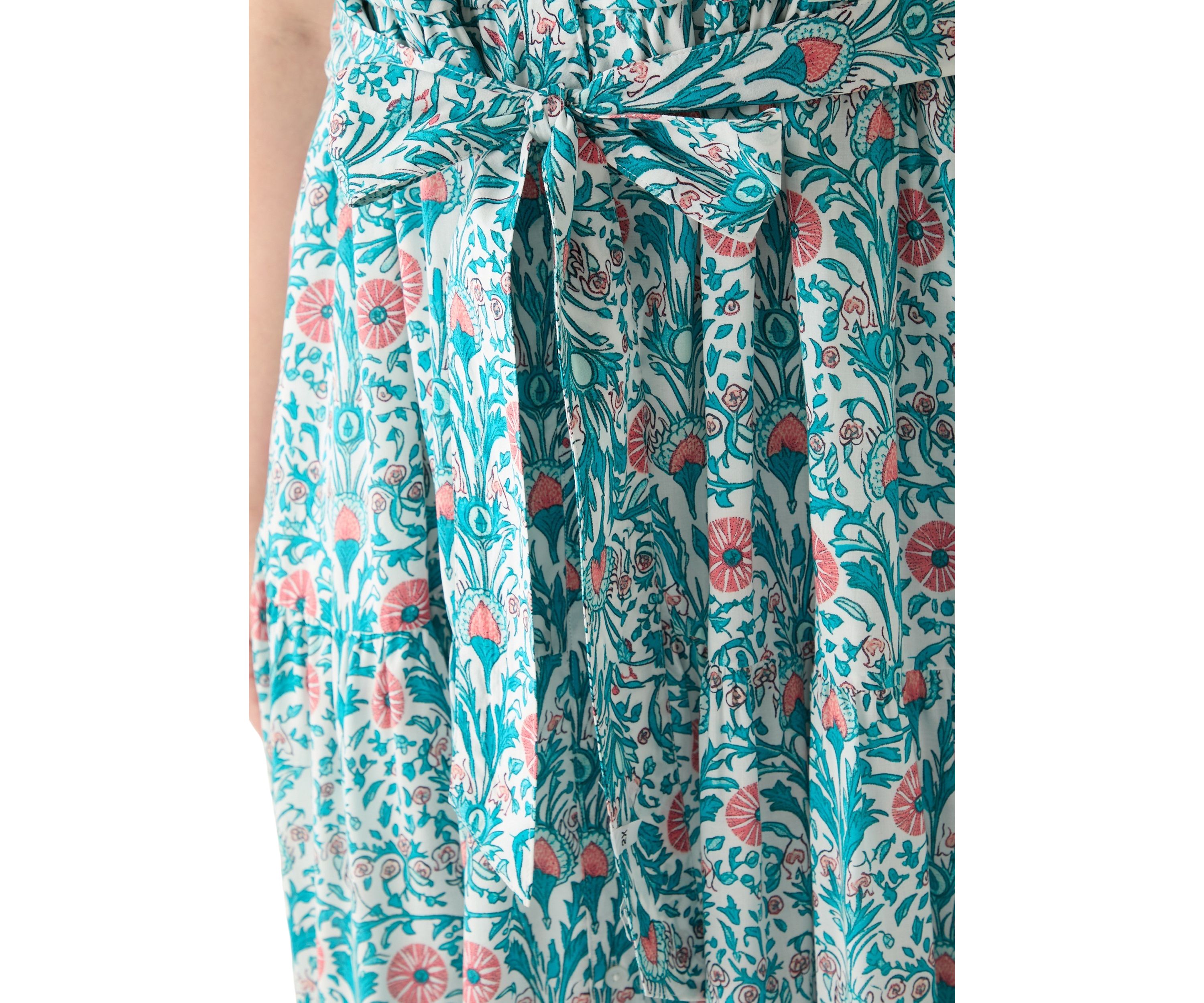 Plus Size Short Flutter Sleeve Printed Midi Dress