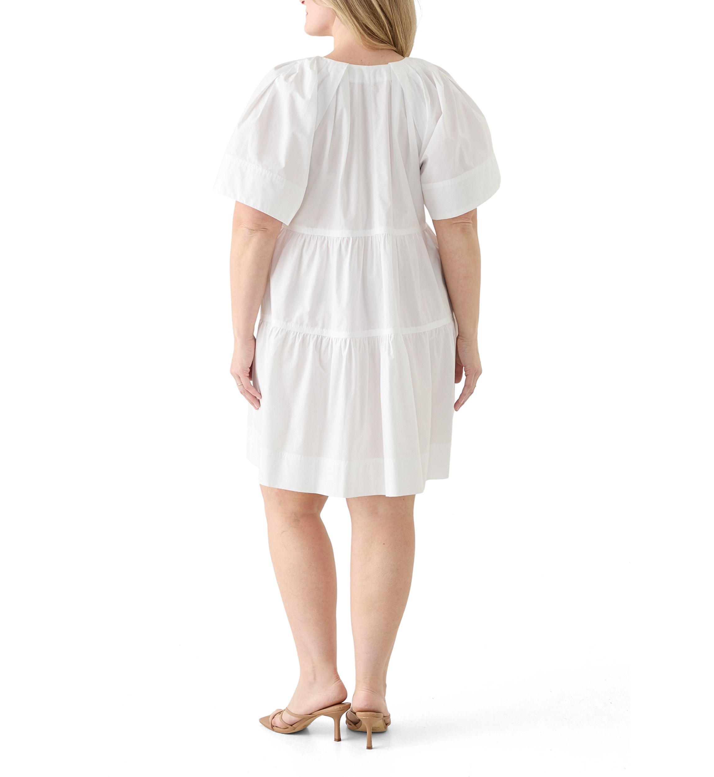Plus Size Short Sleeve Pleat Shoulder Dress