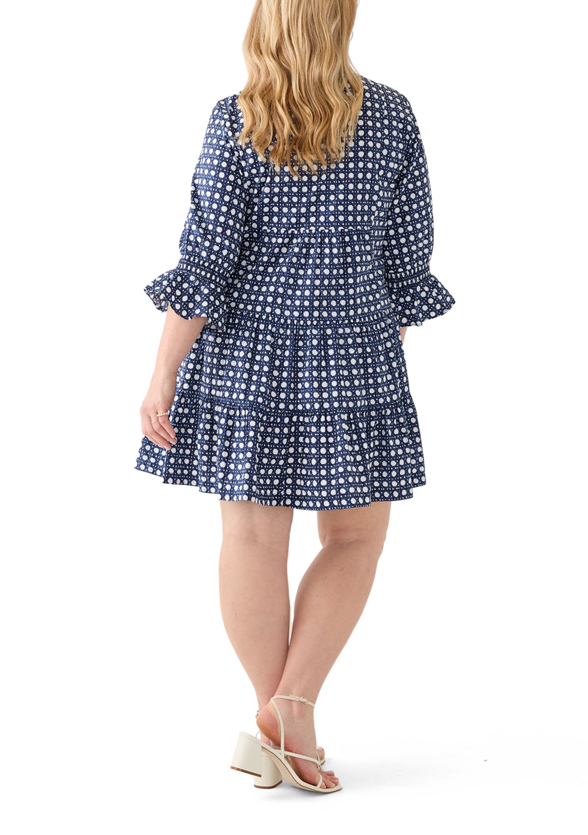 Plus Size 3/4 Sleeve Tiered Mini Dress