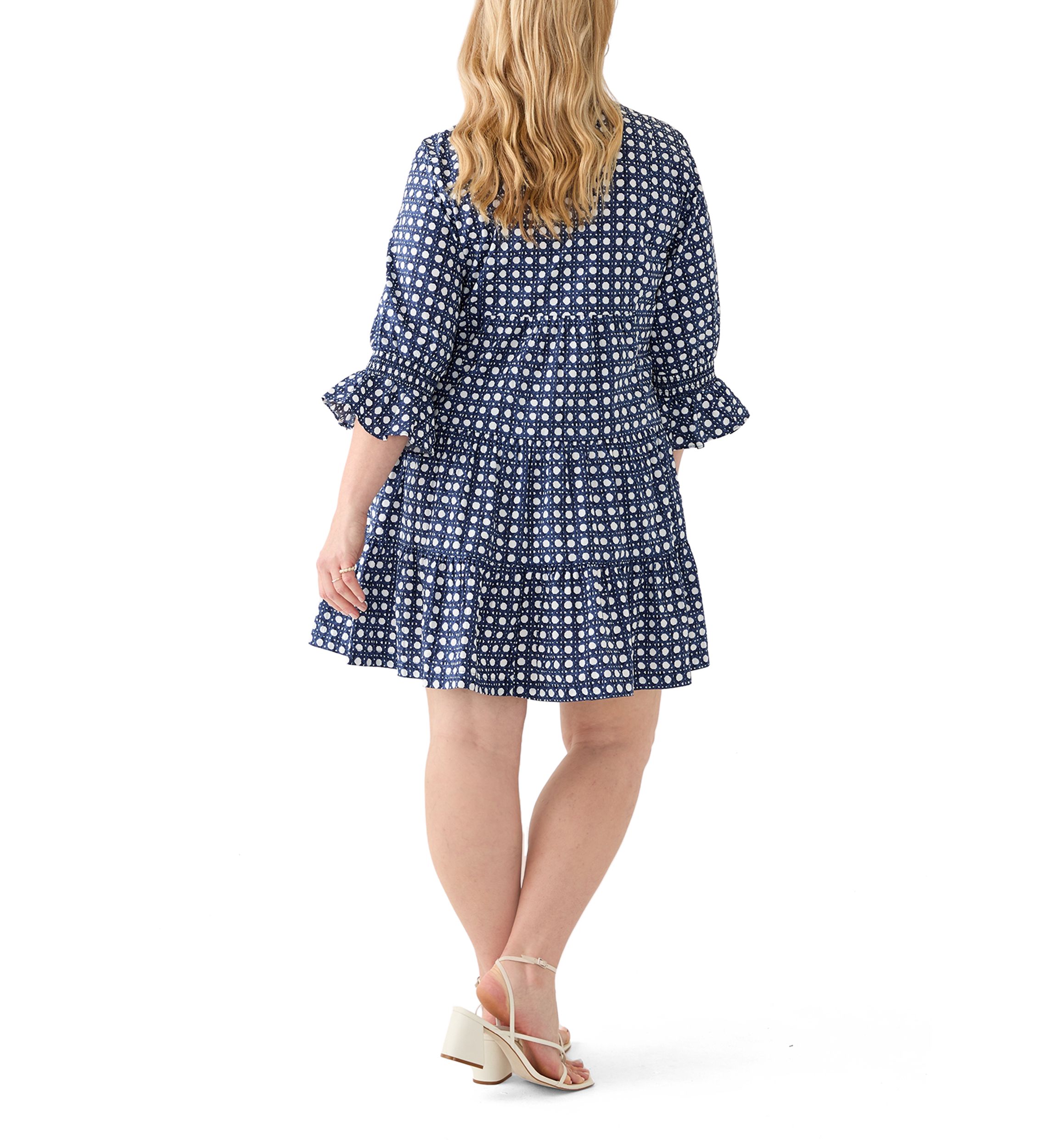 Plus Size 3/4 Sleeve Tiered Mini Dress