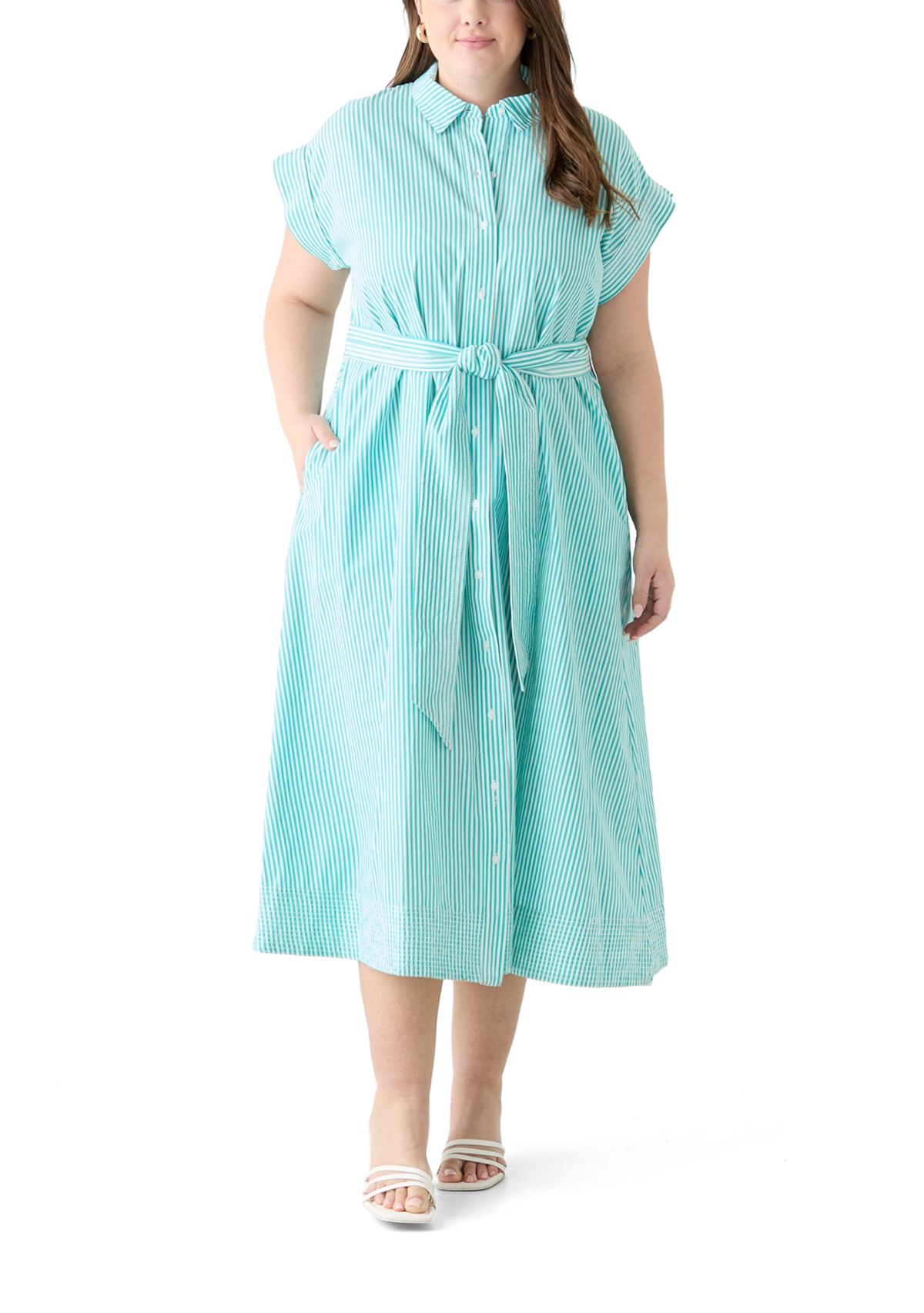 Plus Size Dolman Belted Midi Dress
