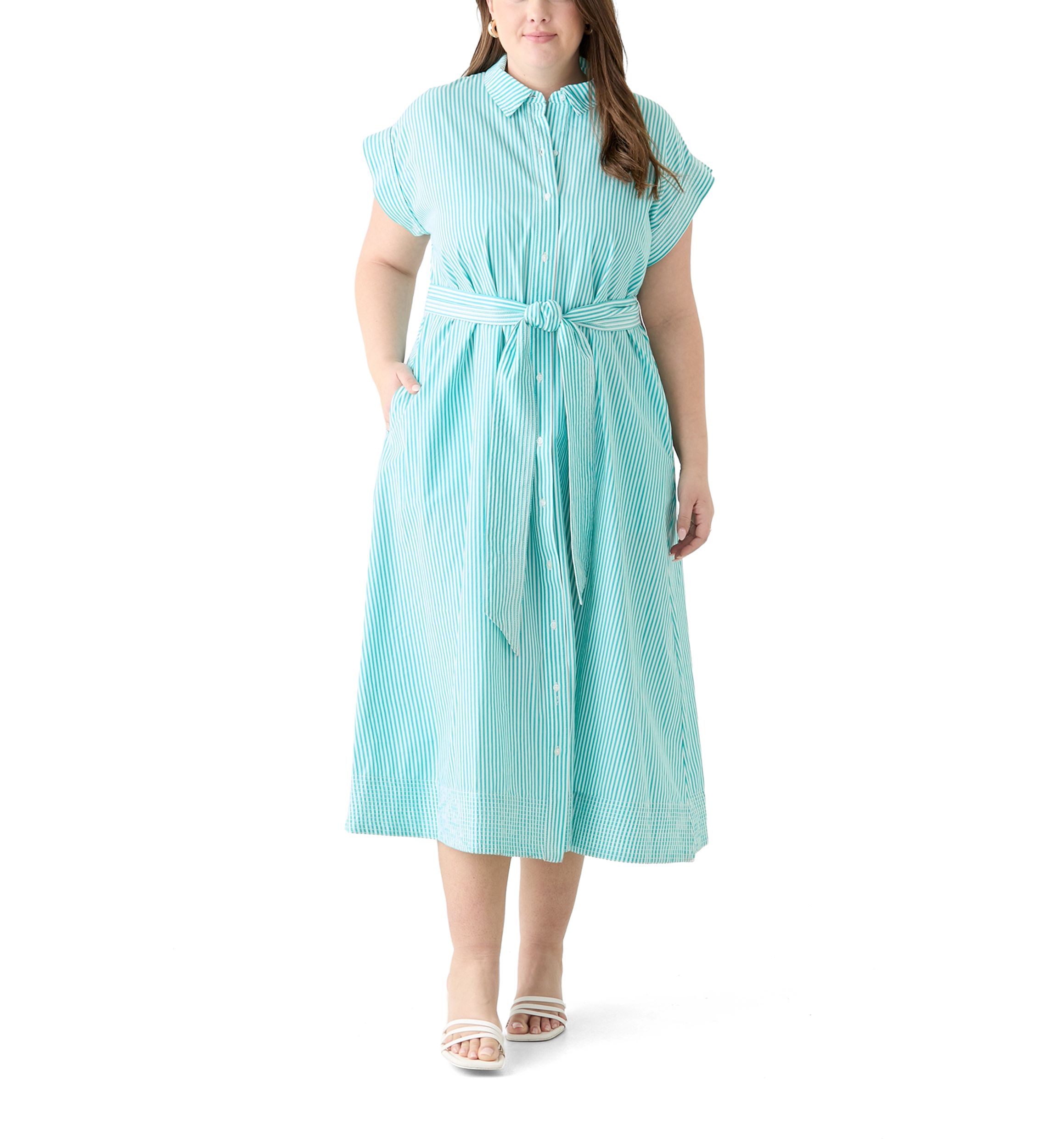 Plus Size Dolman Belted Midi Dress